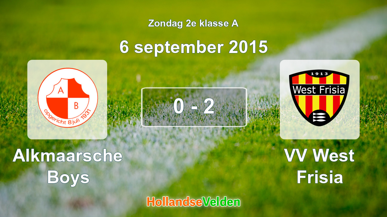 Gespeelde wedstrijd: Alkmaarsche Boys - VV West Frisia 0 - 2 (6 september 2015)