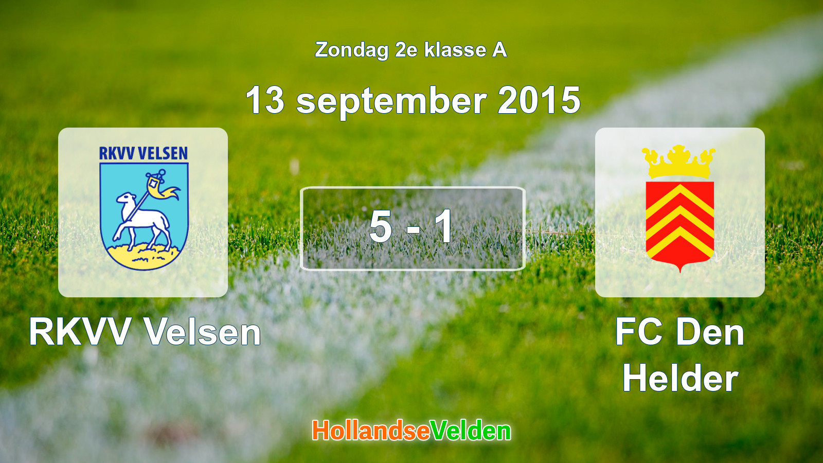 Gespeelde wedstrijd: RKVV Velsen - FC Den Helder 5 - 1 (13 september 2015)