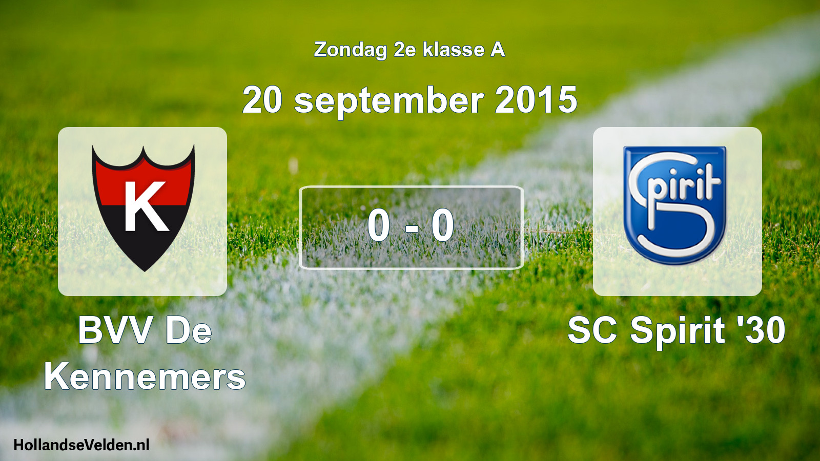 Gespeelde wedstrijd: BVV De Kennemers - SC Spirit '30 0 - 0 (20 september 2015)
