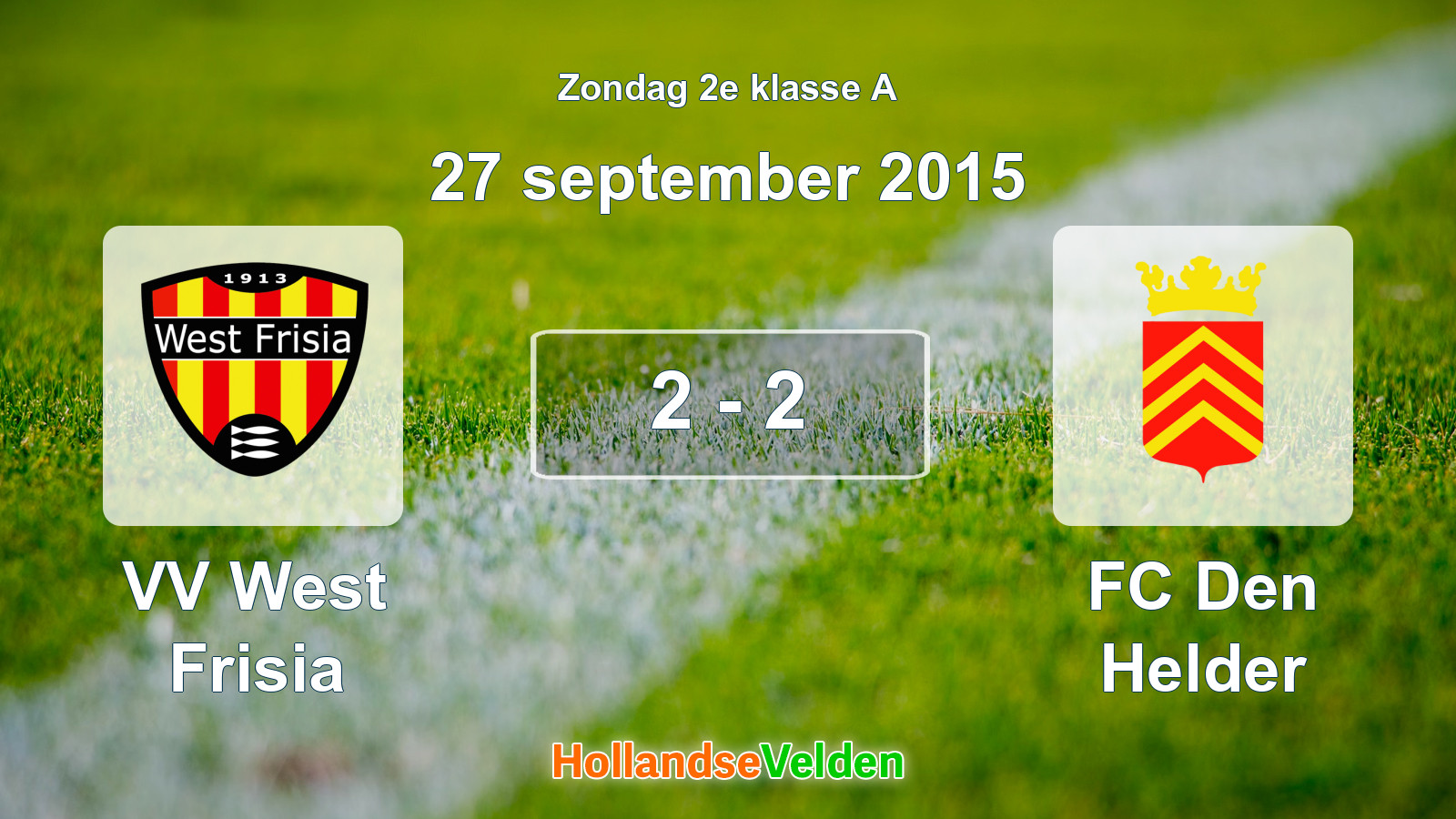 Gespeelde wedstrijd: VV West Frisia - FC Den Helder 2 - 2 (27 september 2015)