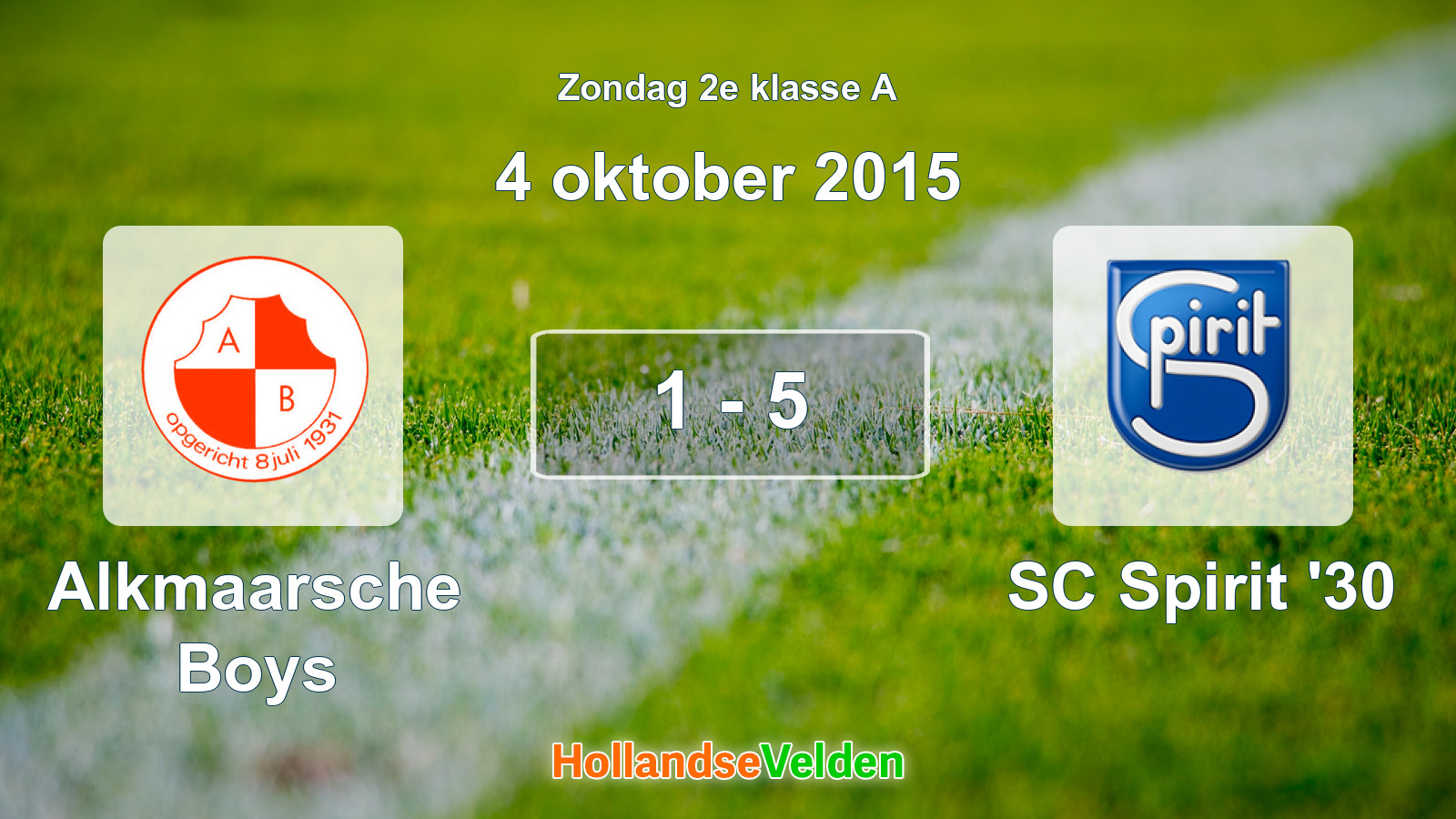 Gespeelde wedstrijd: Alkmaarsche Boys - SC Spirit '30 1 - 5 (4 oktober 2015)