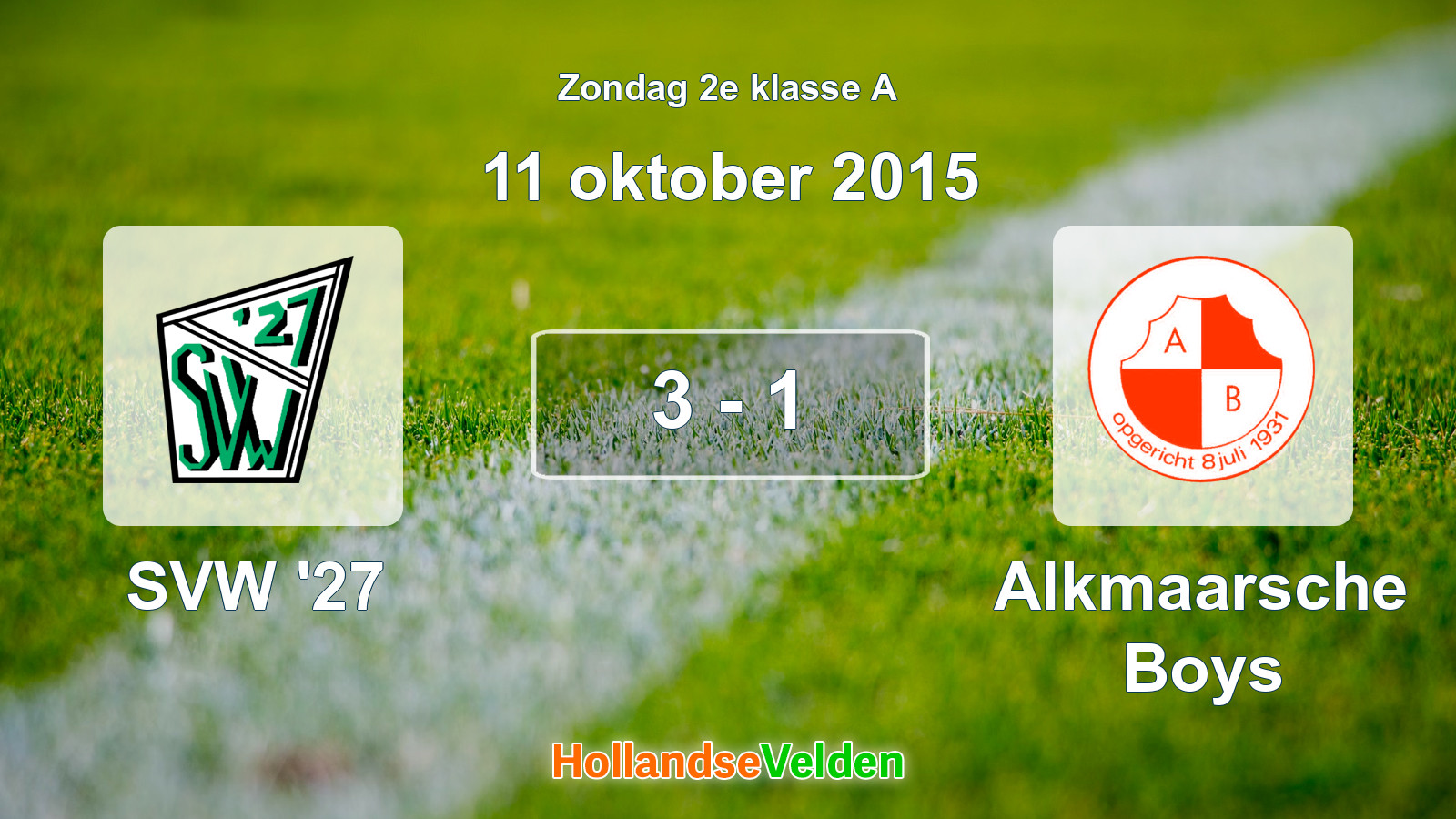Gespeelde wedstrijd: SVW '27 - Alkmaarsche Boys 3 - 1 (11 oktober 2015)