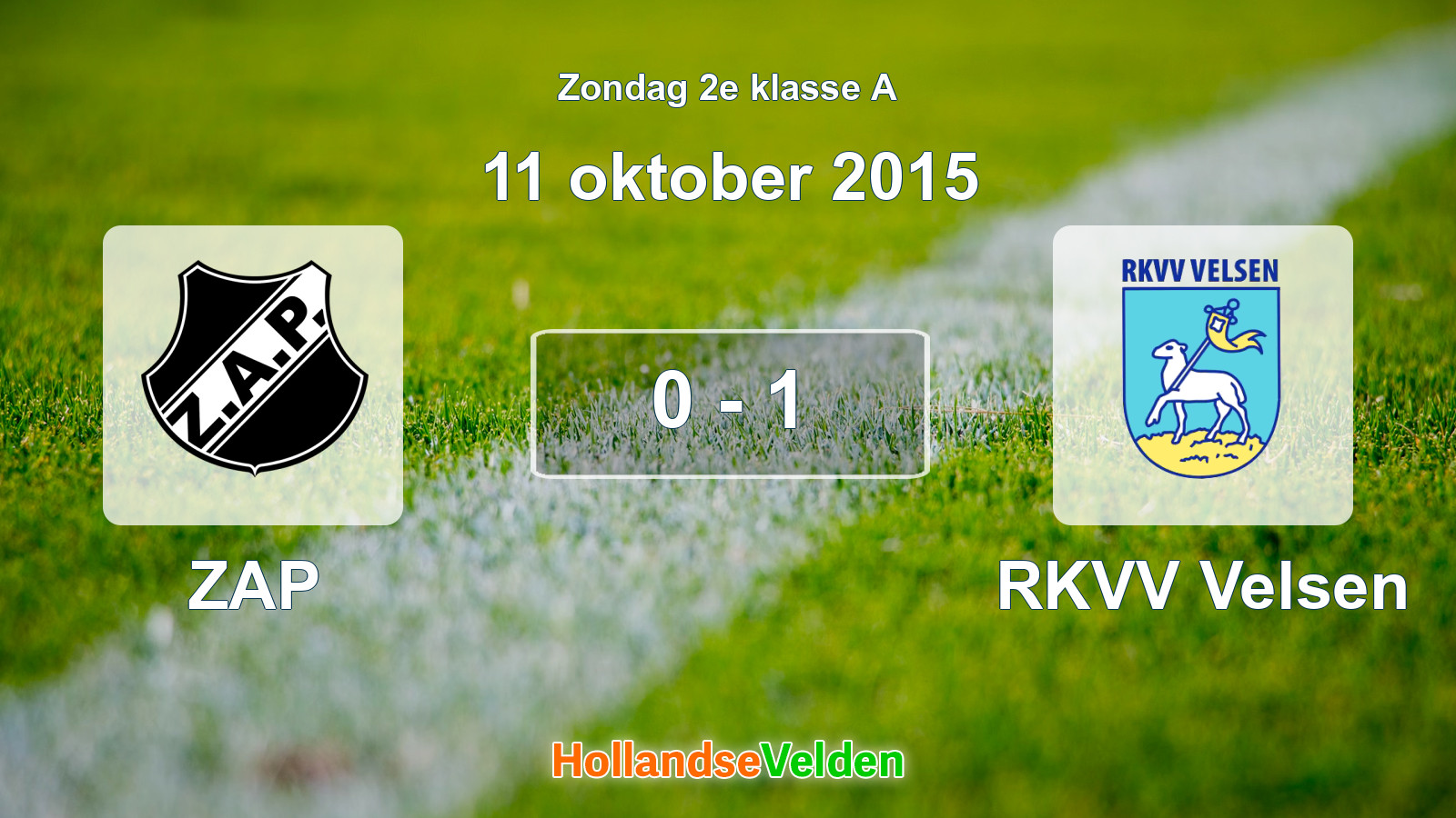 Gespeelde wedstrijd: ZAP - RKVV Velsen 0 - 1 (11 oktober 2015)