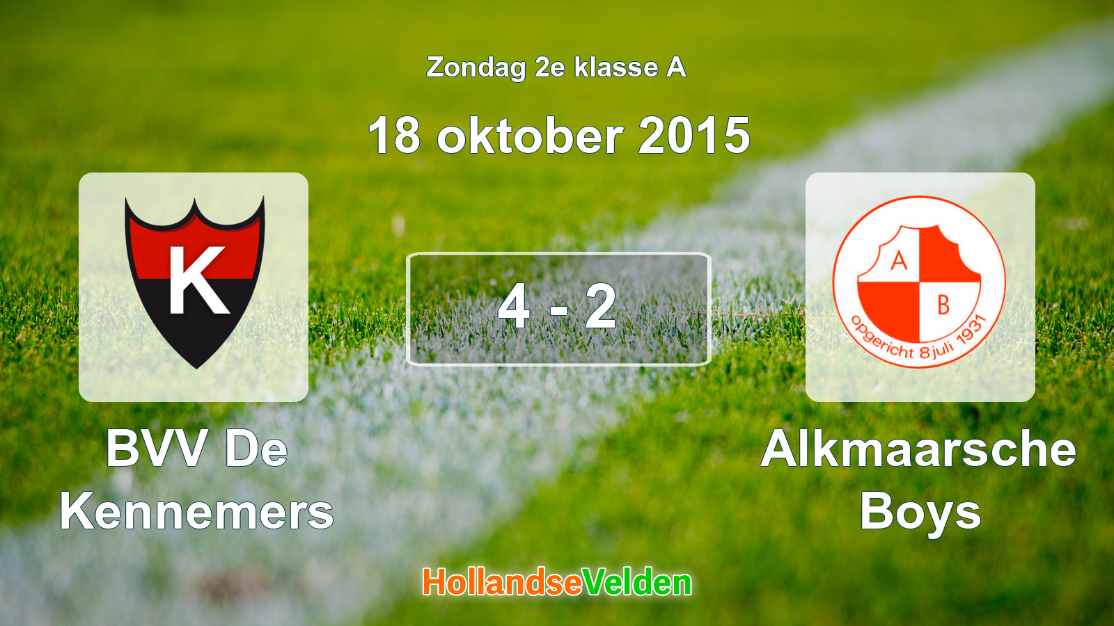 Gespeelde wedstrijd: BVV De Kennemers - Alkmaarsche Boys 4 - 2 (18 oktober 2015)