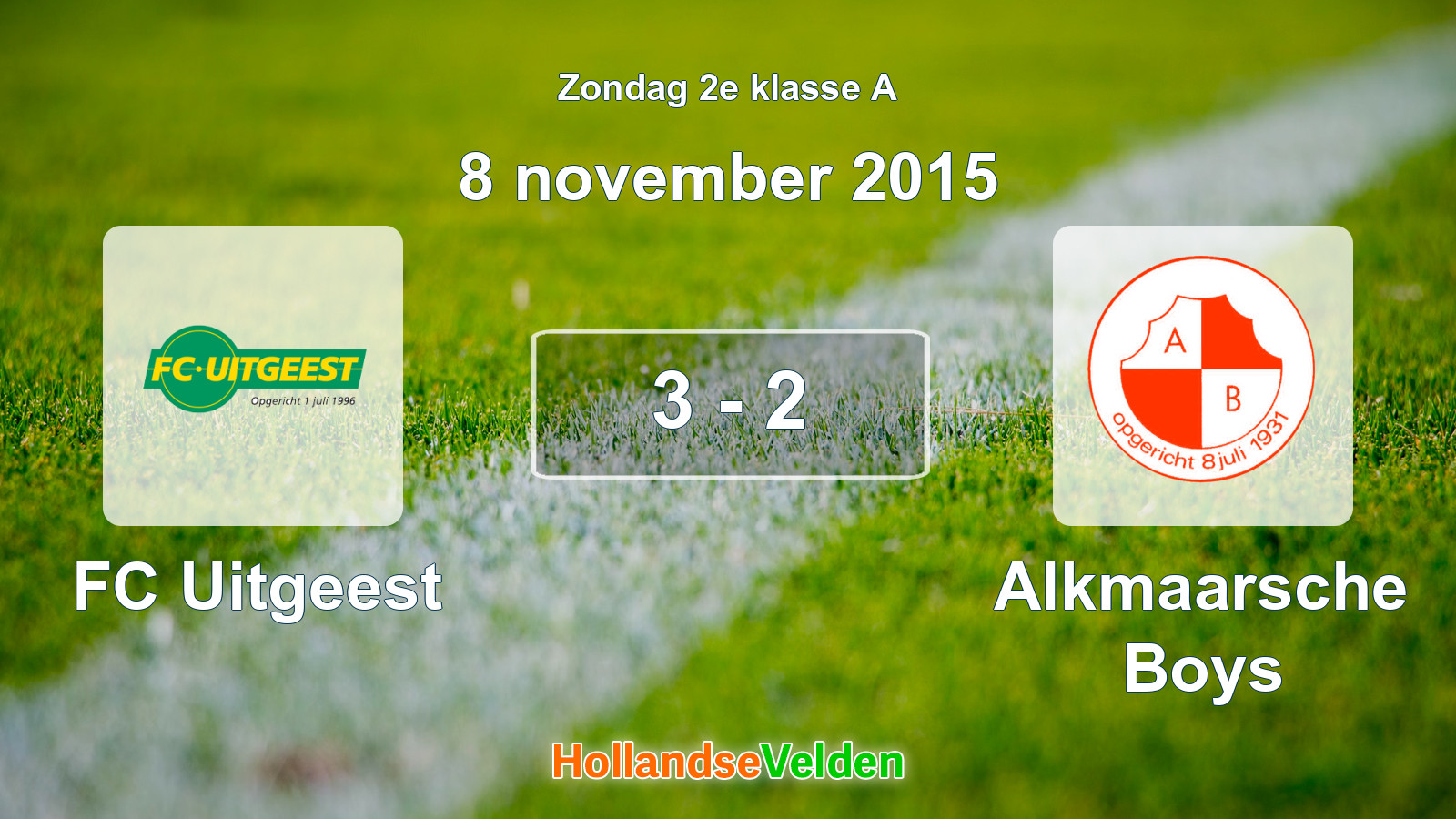 Gespeelde wedstrijd: FC Uitgeest - Alkmaarsche Boys 3 - 2 (8 november 2015)