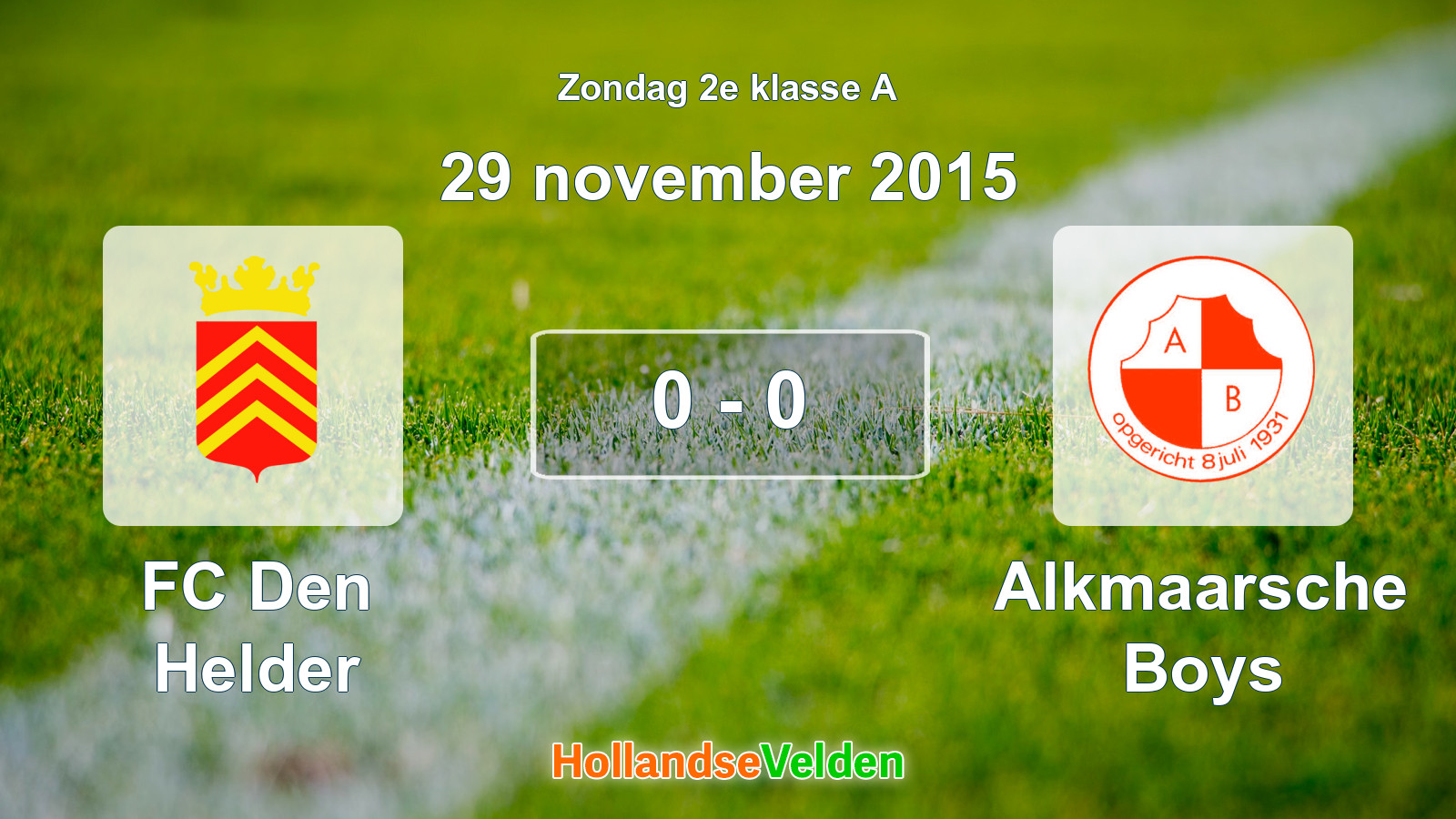 Gespeelde wedstrijd: FC Den Helder - Alkmaarsche Boys 0 - 0 (29 november 2015)