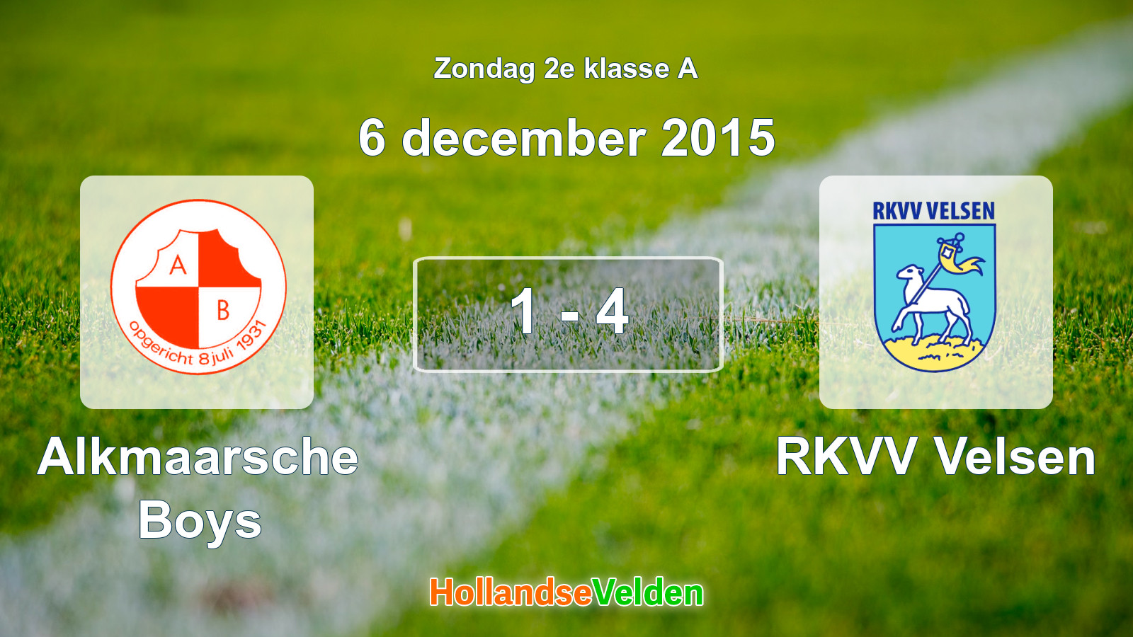 Gespeelde wedstrijd: Alkmaarsche Boys - RKVV Velsen 1 - 4 (6 december 2015)
