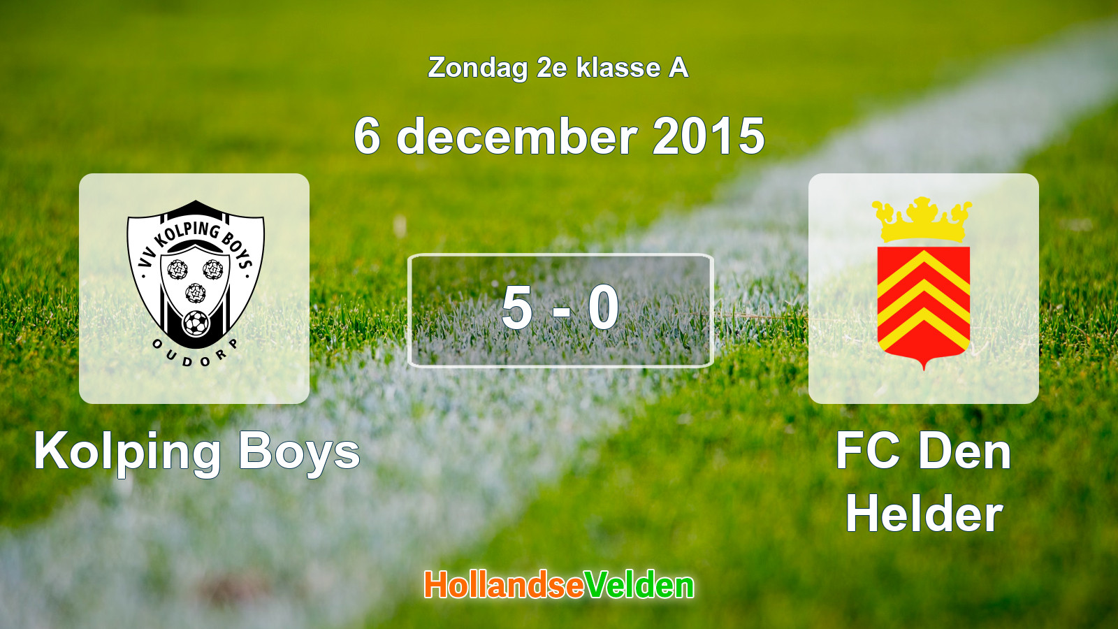 Gespeelde wedstrijd: Kolping Boys - FC Den Helder 5 - 0 (6 december 2015)