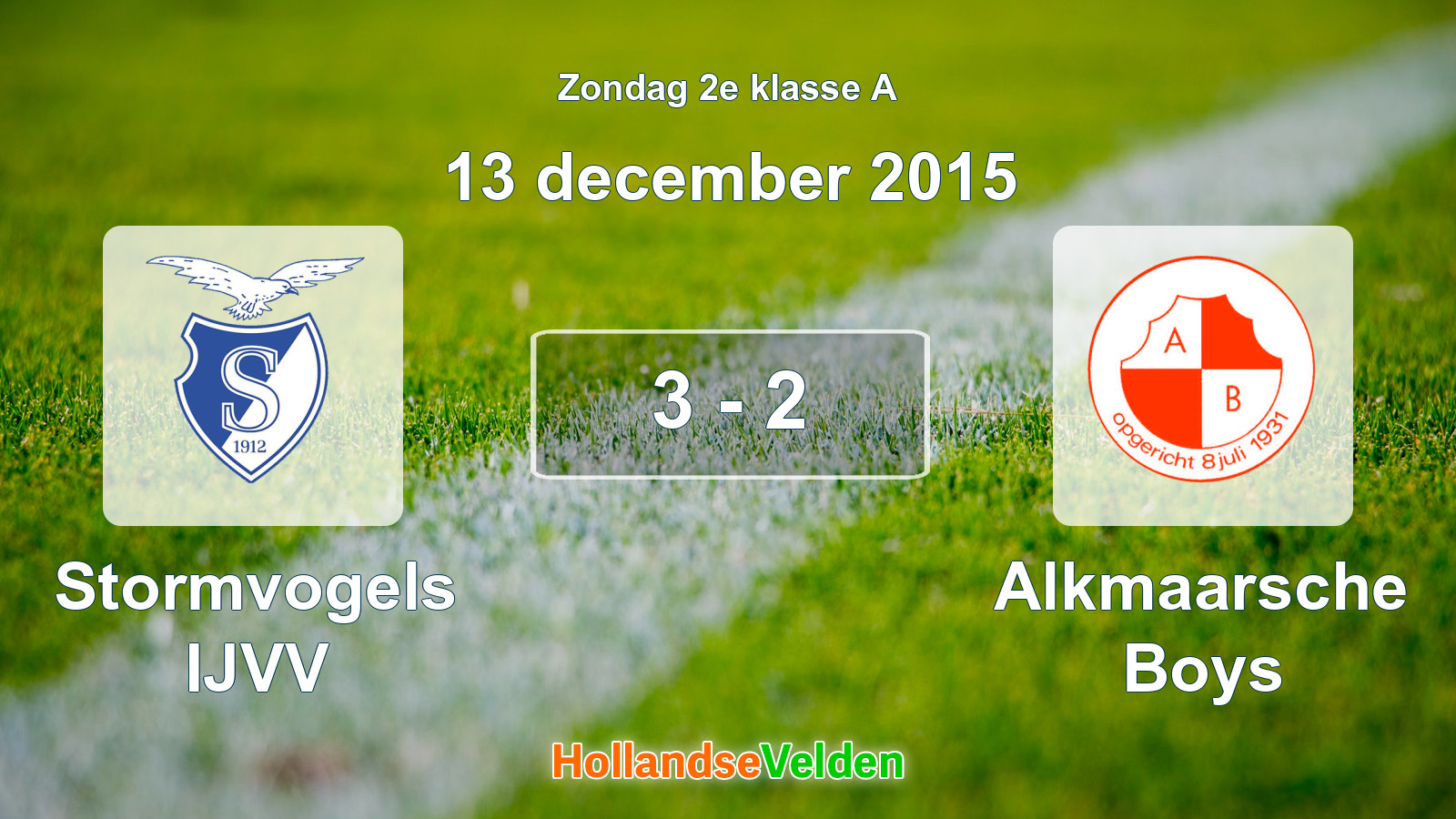 Gespeelde wedstrijd: Stormvogels IJVV - Alkmaarsche Boys 3 - 2 (13 december 2015)