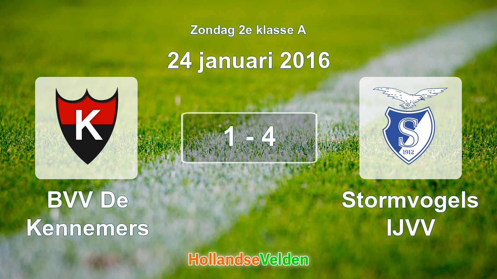 Gespeelde wedstrijd: BVV De Kennemers - Stormvogels IJVV 1 - 4 (24 januari 2016)