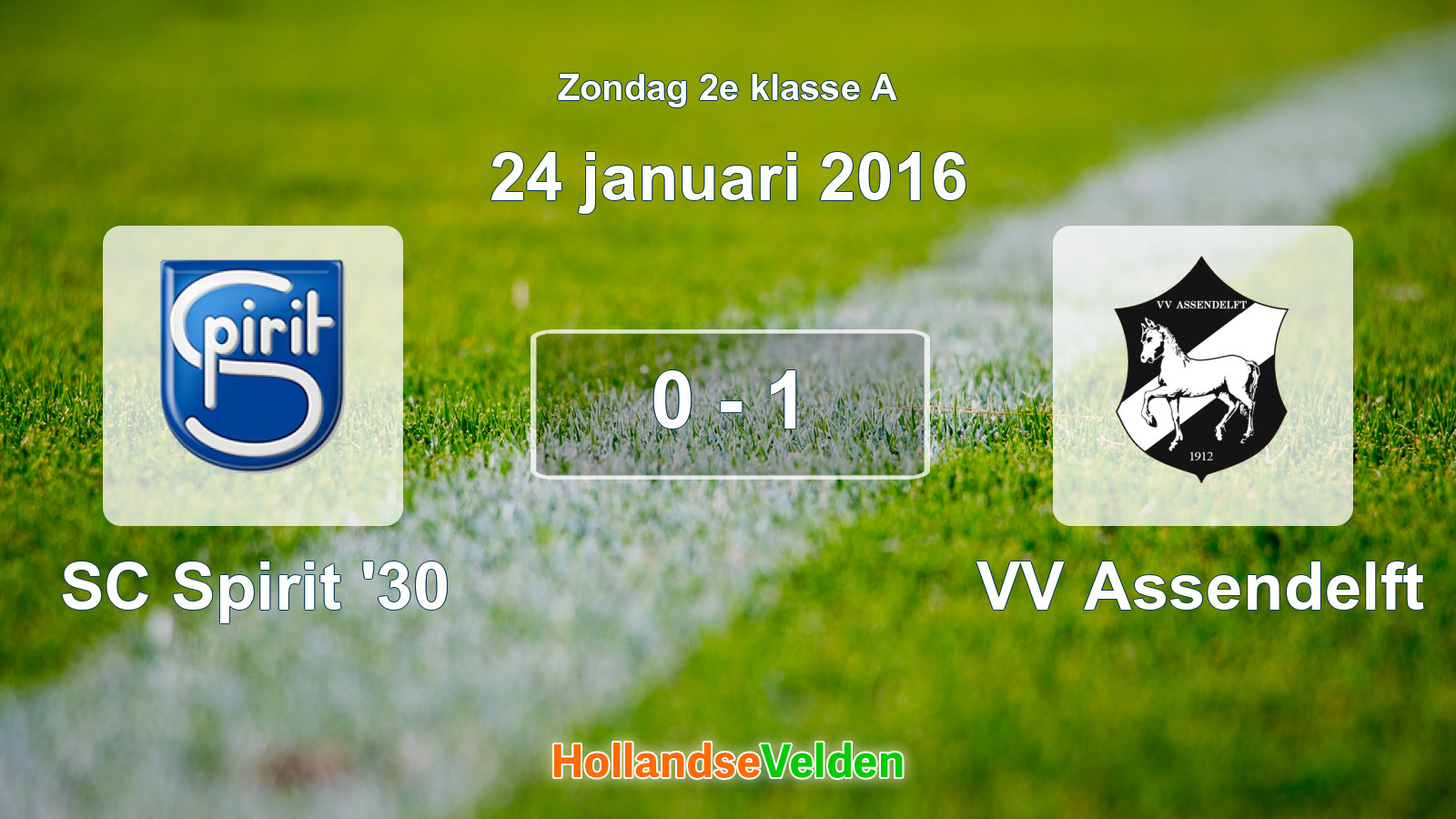 Gespeelde wedstrijd: SC Spirit '30 - VV Assendelft 0 - 1 (24 januari 2016)