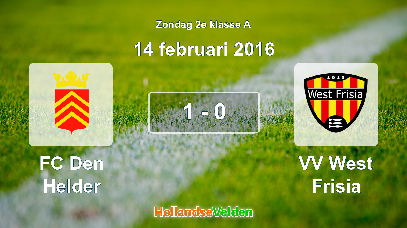 Gespeelde wedstrijd: FC Den Helder - VV West Frisia 1 - 0 (14 februari 2016)