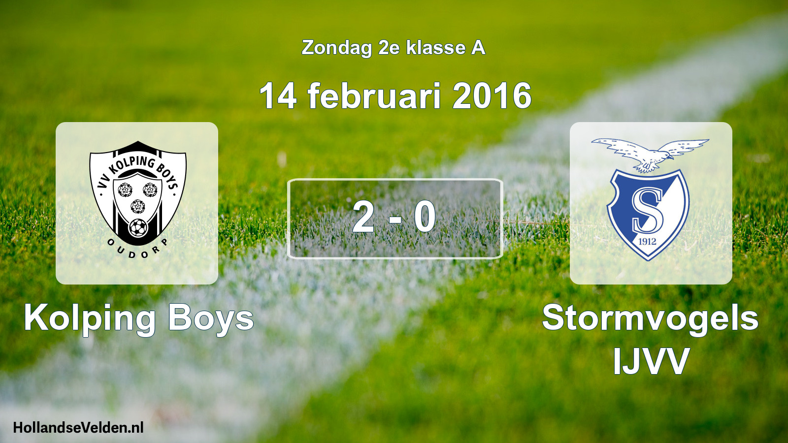 Gespeelde wedstrijd: Kolping Boys - Stormvogels IJVV 2 - 0 (14 februari 2016)