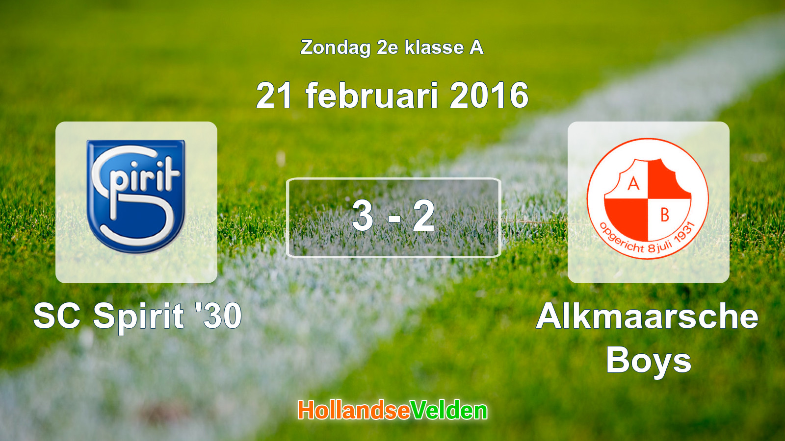 Gespeelde wedstrijd: SC Spirit '30 - Alkmaarsche Boys 3 - 2 (21 februari 2016)