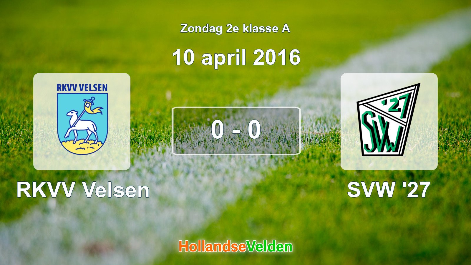 Gespeelde wedstrijd: RKVV Velsen - SVW '27 0 - 0 (10 april 2016)