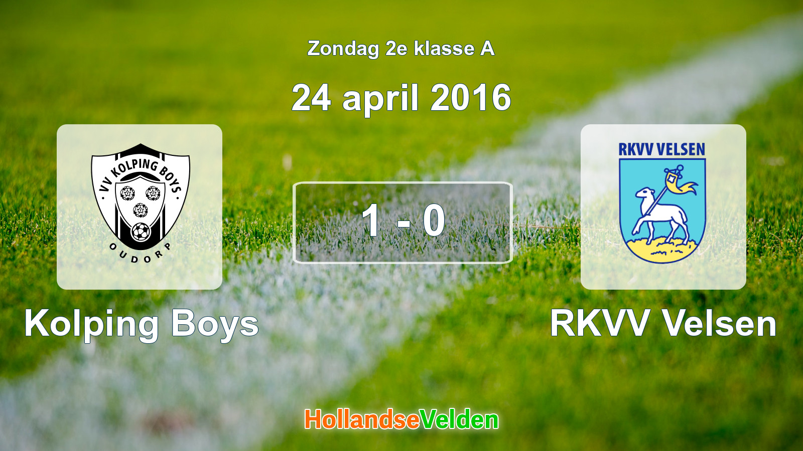 Gespeelde wedstrijd: Kolping Boys - RKVV Velsen 1 - 0 (24 april 2016)