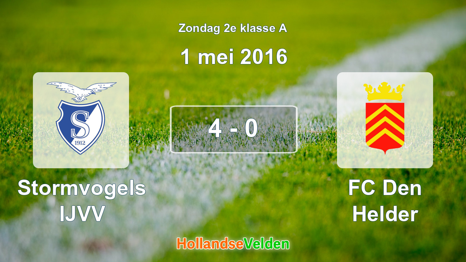 Gespeelde wedstrijd: Stormvogels IJVV - FC Den Helder 4 - 0 (1 mei 2016)