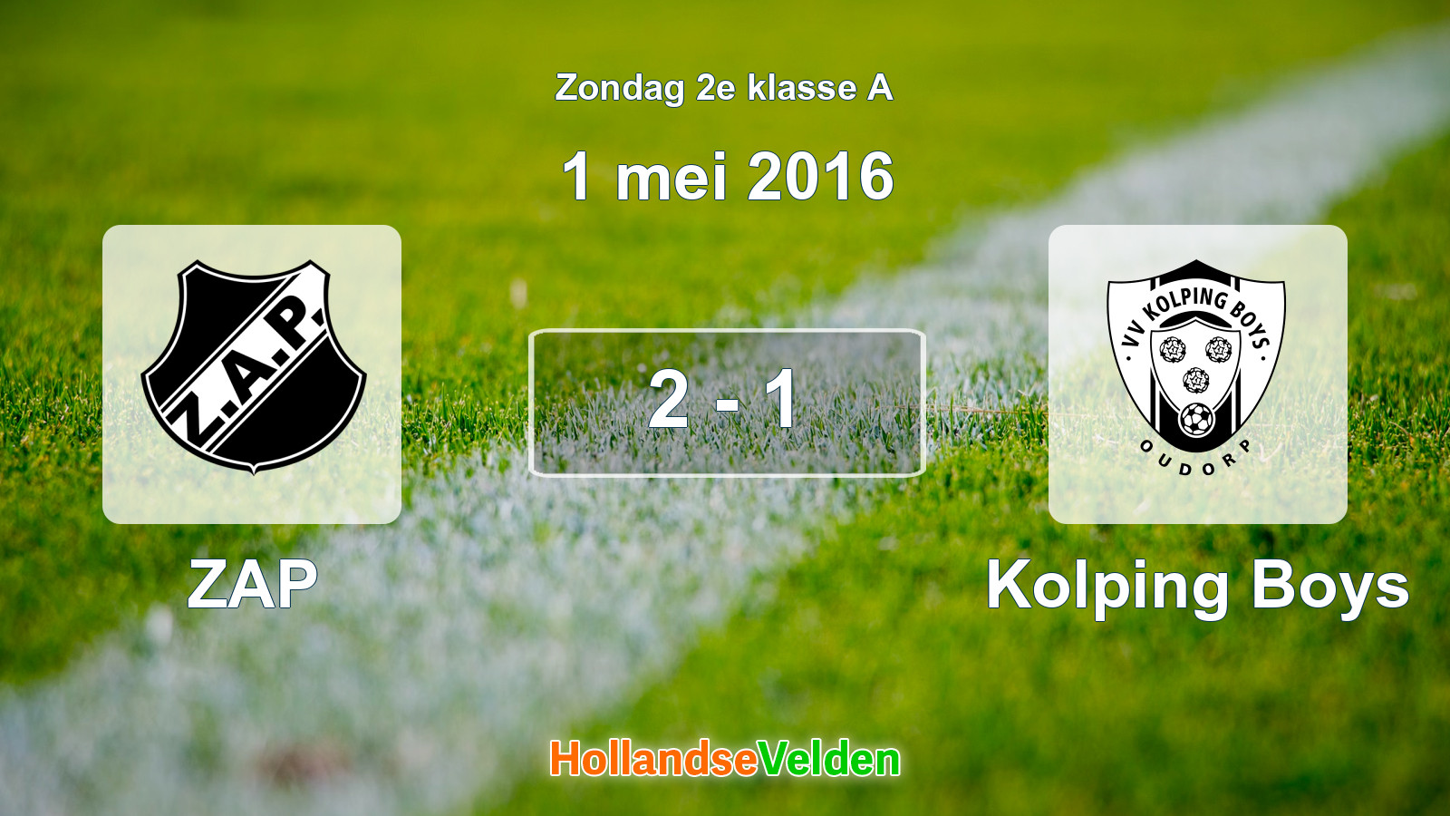 Gespeelde wedstrijd: ZAP - Kolping Boys 2 - 1 (1 mei 2016)