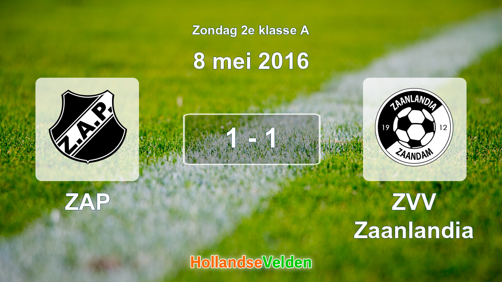 Gespeelde wedstrijd: ZAP - ZVV Zaanlandia 1 - 1 (8 mei 2016)