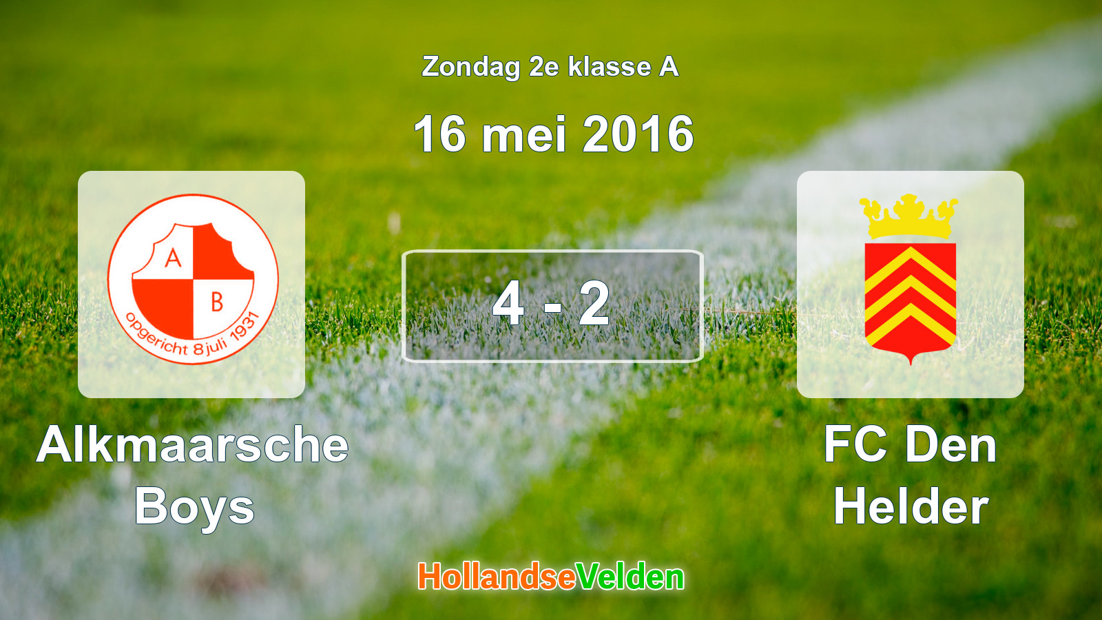 Gespeelde wedstrijd: Alkmaarsche Boys - FC Den Helder 4 - 2 (16 mei 2016)