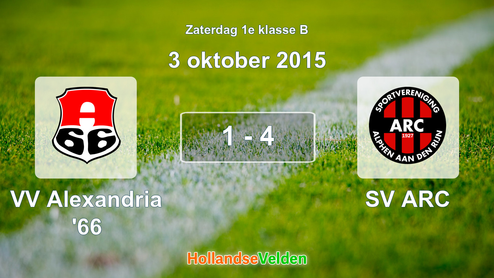 Gespeelde wedstrijd: VV Alexandria '66 - SV ARC 1 - 4 (3 oktober 2015)