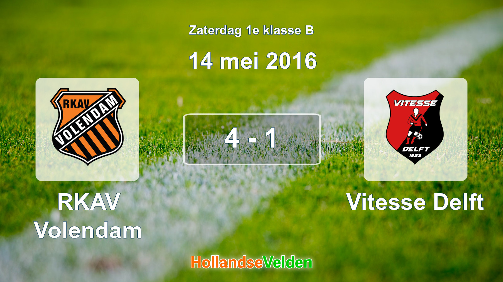 Gespeelde wedstrijd: RKAV Volendam - Vitesse Delft 4 - 1 (14 mei 2016)