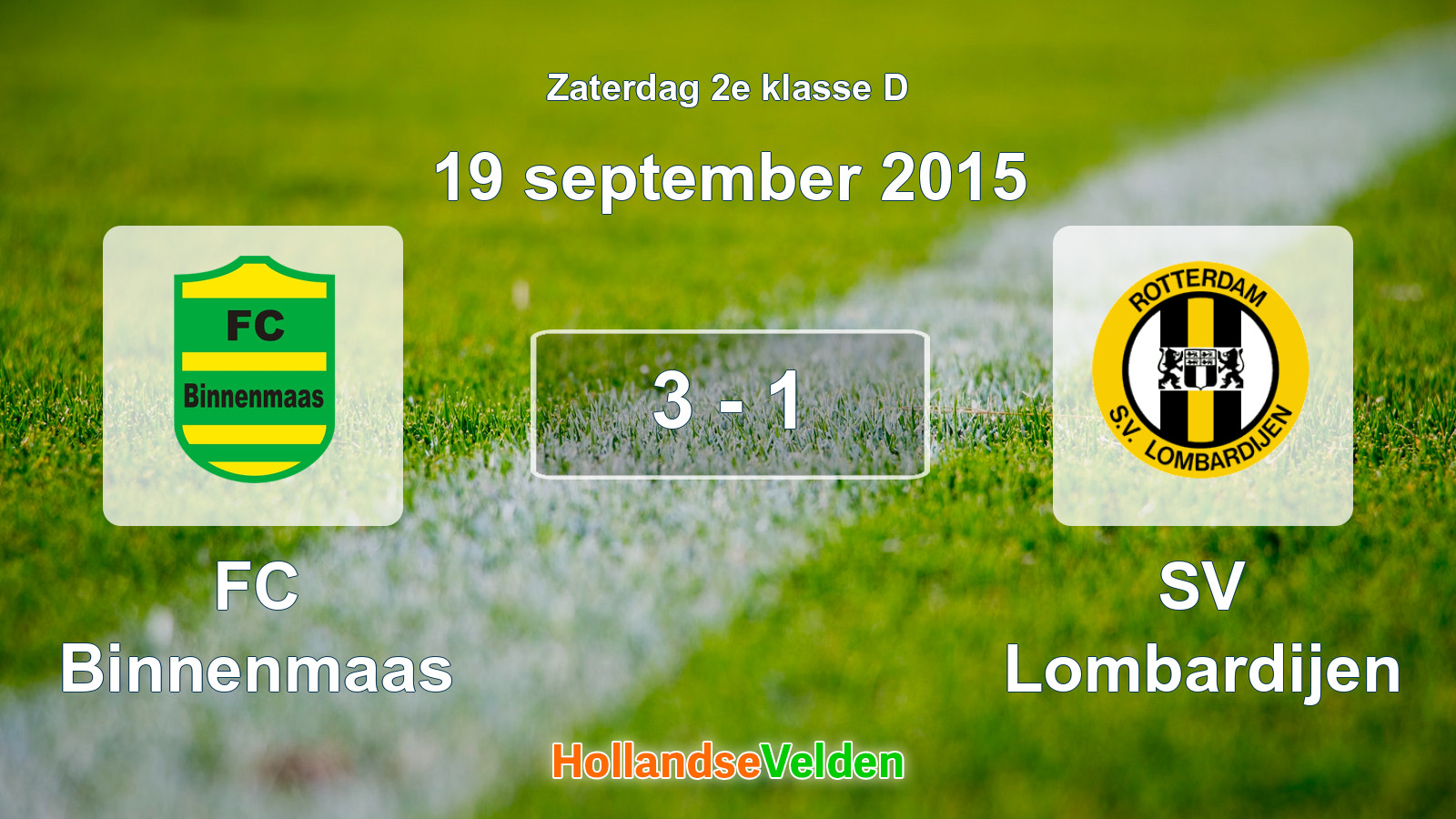 Gespeelde wedstrijd: FC Binnenmaas - SV Lombardijen 3 - 1 (19 september 2015)