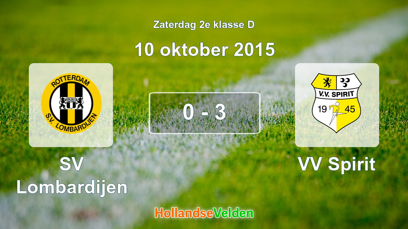 Gespeelde wedstrijd: SV Lombardijen - VV Spirit 0 - 3 (10 oktober 2015)
