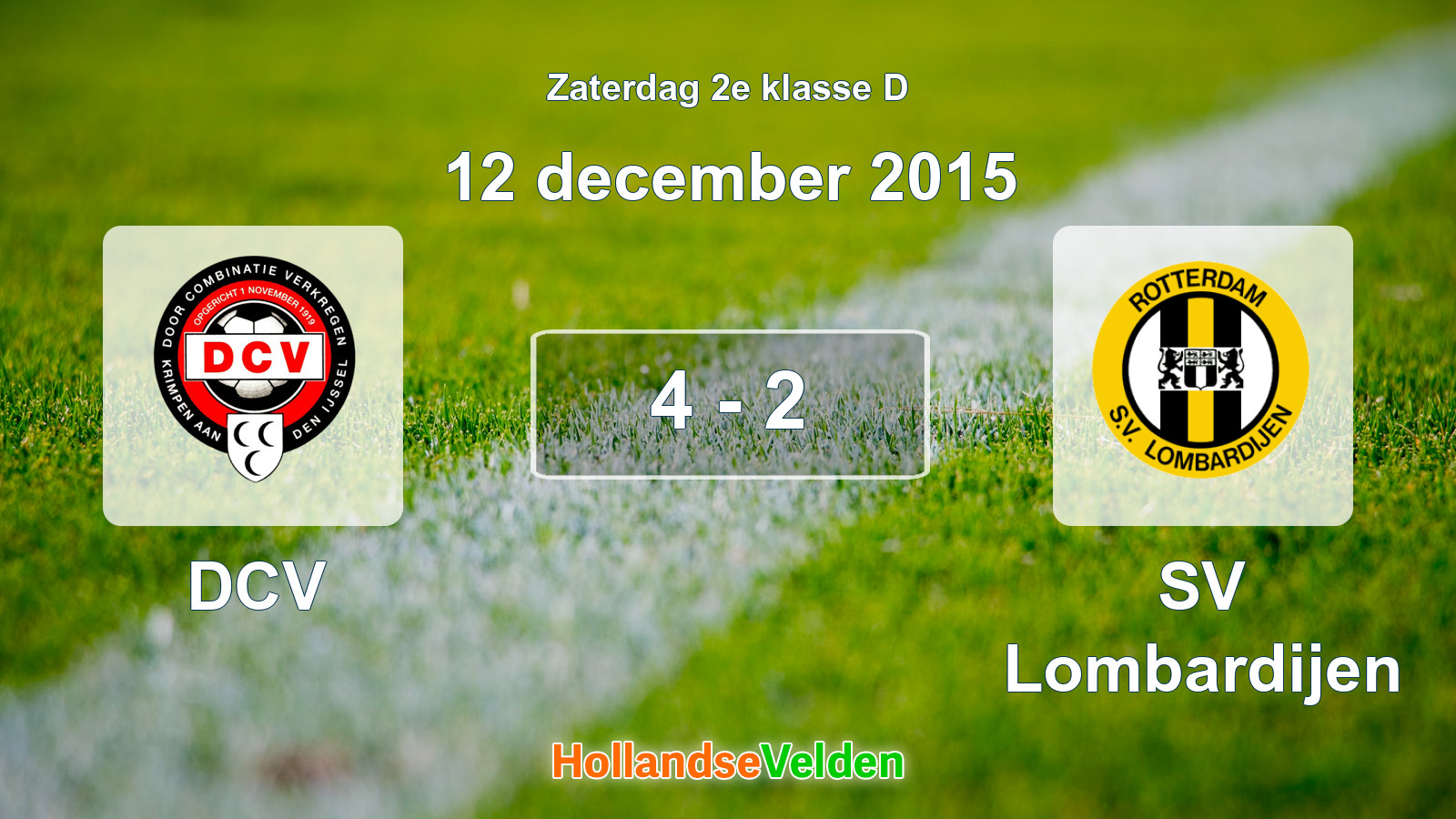 Gespeelde wedstrijd: DCV - SV Lombardijen 4 - 2 (12 december 2015)