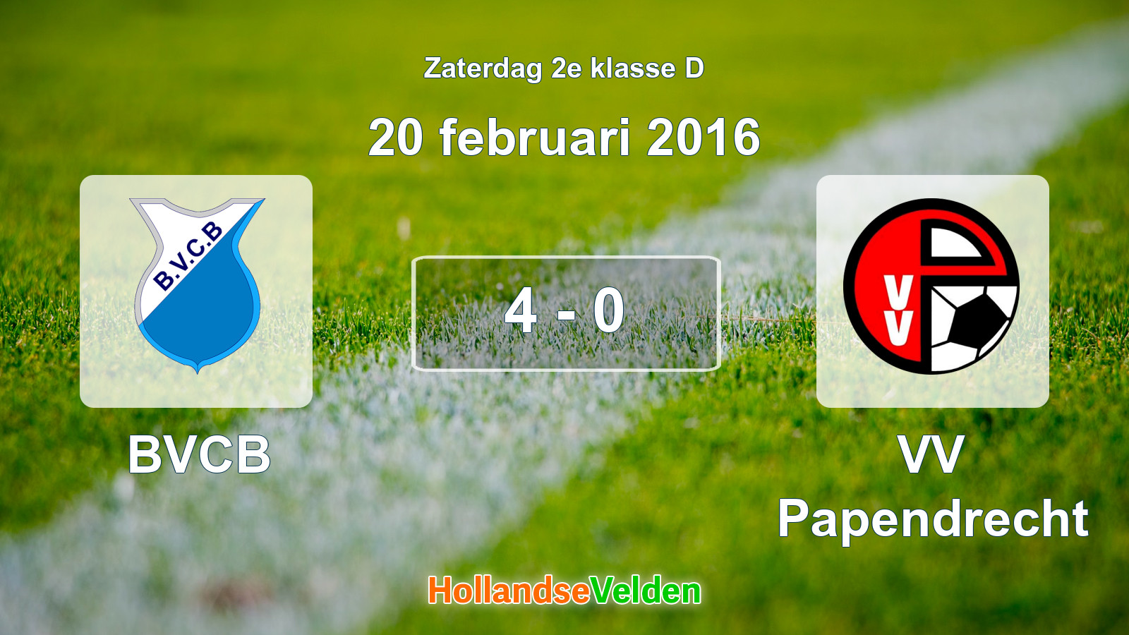 Gespeelde wedstrijd: BVCB - VV Papendrecht 4 - 0 (20 februari 2016)