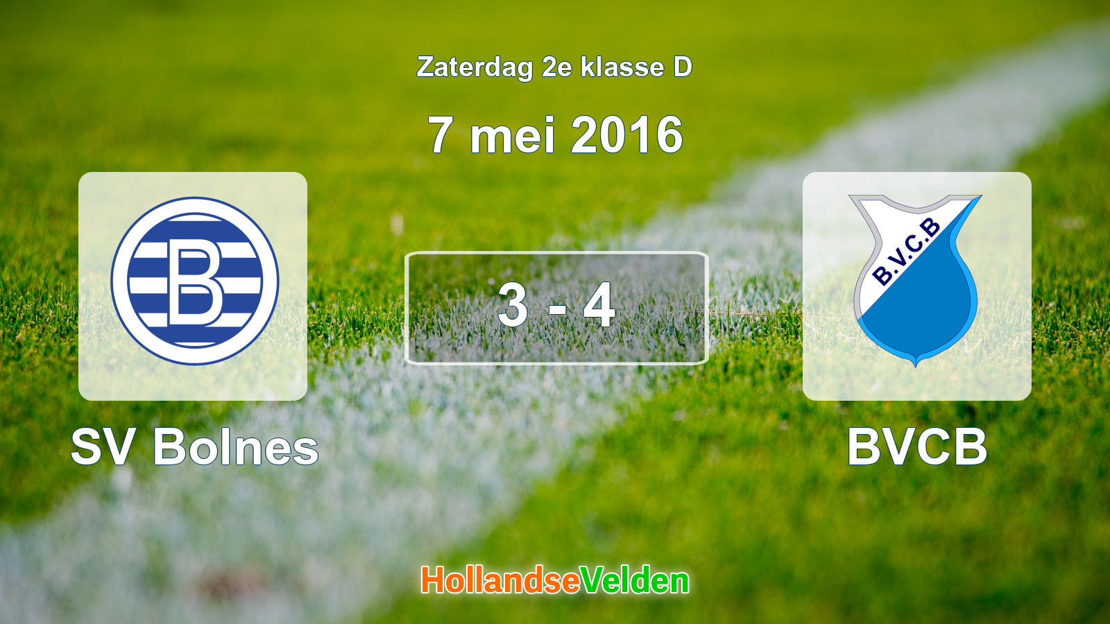 Gespeelde wedstrijd: SV Bolnes - BVCB 3 - 4 (7 mei 2016)
