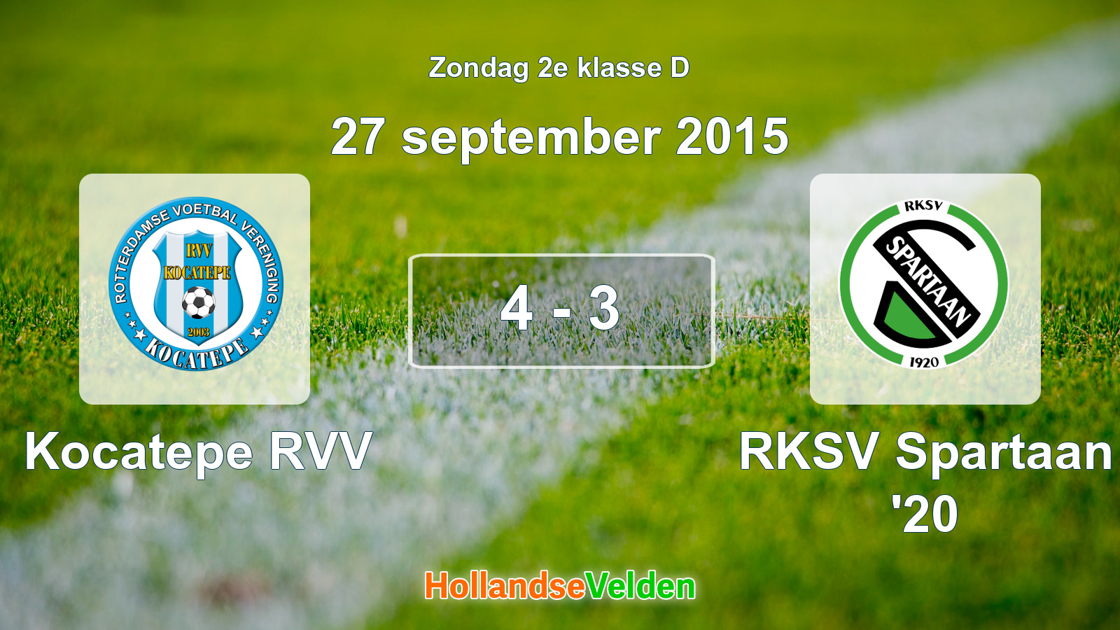 Gespeelde wedstrijd: Kocatepe RVV - RKSV Spartaan '20 4 - 3 (27 september 2015)