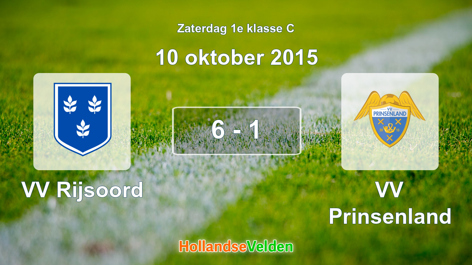 Gespeelde wedstrijd: VV Rijsoord - VV Prinsenland 6 - 1 (10 oktober 2015)