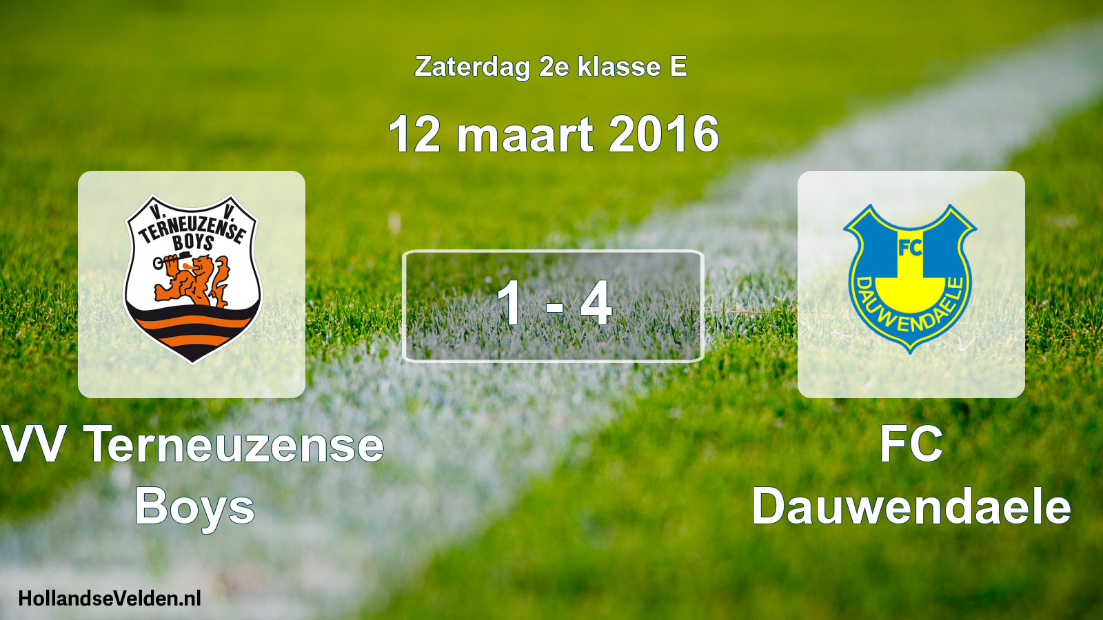 Gespeelde wedstrijd: VV Terneuzense Boys - FC Dauwendaele 1 - 4 (12 maart 2016)