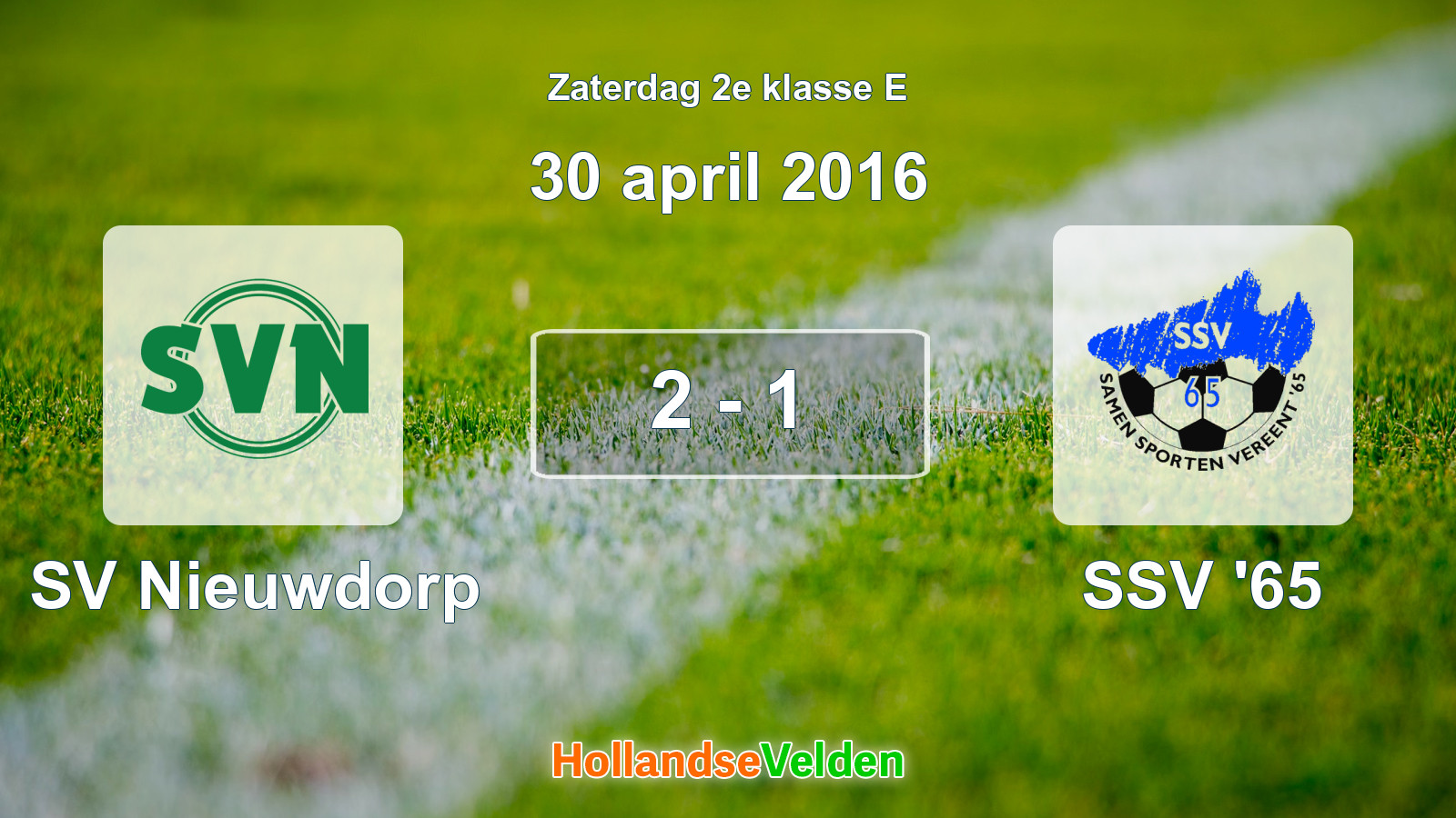 Gespeelde wedstrijd: SV Nieuwdorp - SSV '65 2 - 1 (30 april 2016)