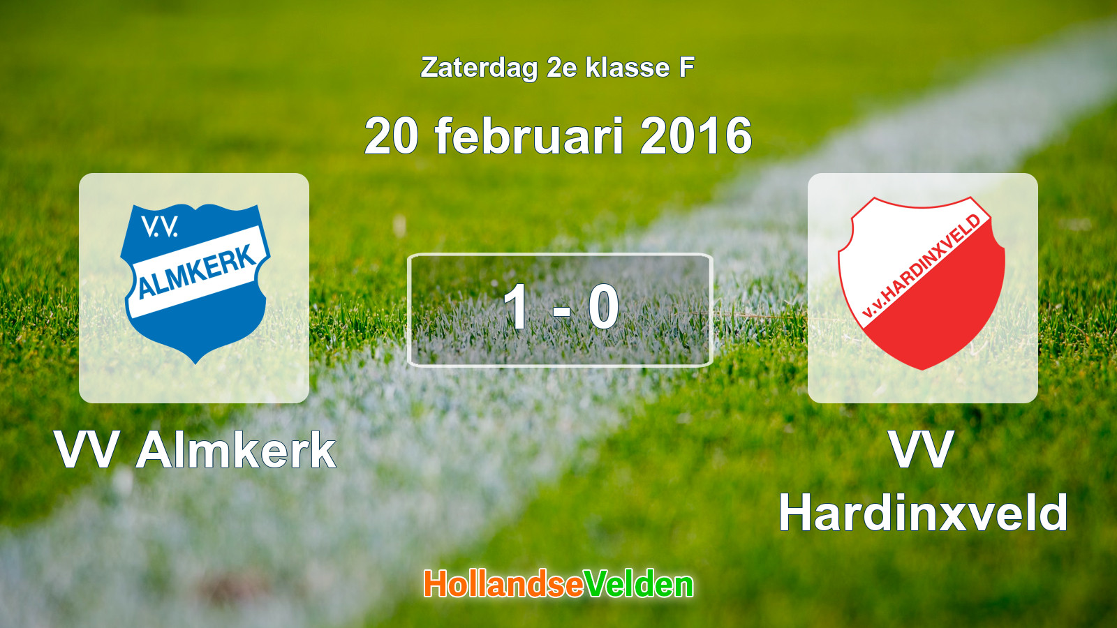 Gespeelde wedstrijd: VV Almkerk - VV Hardinxveld 1 - 0 (20 februari 2016)