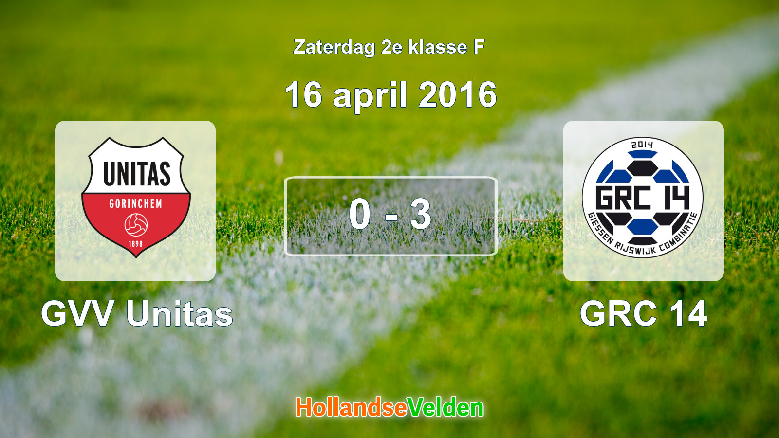 Gespeelde wedstrijd: GVV Unitas - GRC 14 0 - 3 (16 april 2016)