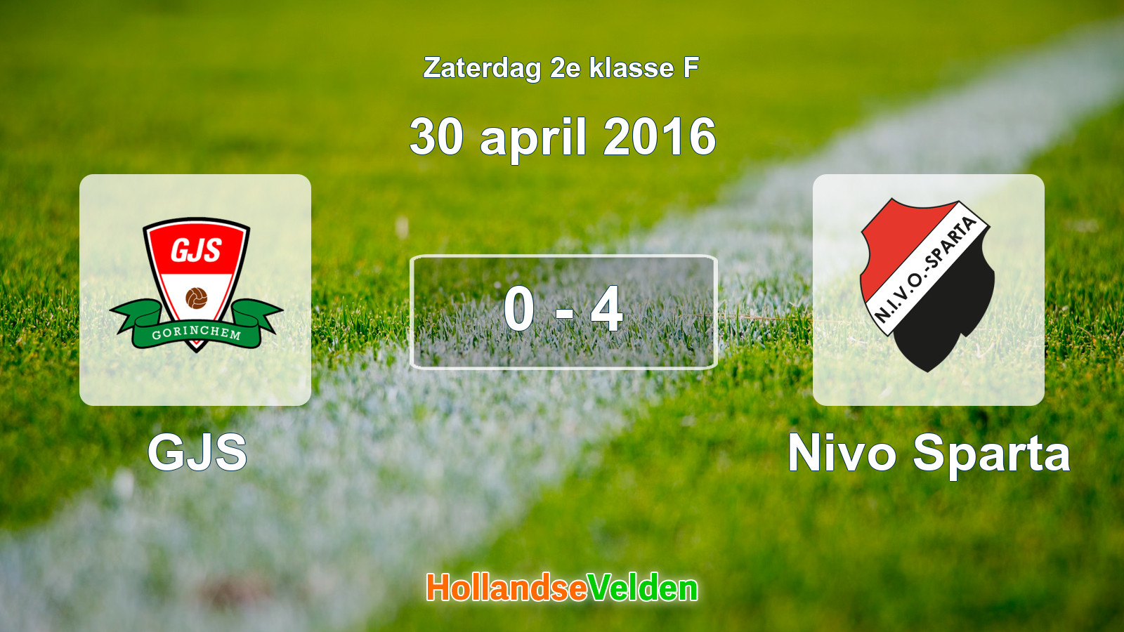 Gespeelde wedstrijd: GJS - Nivo Sparta 0 - 4 (30 april 2016)