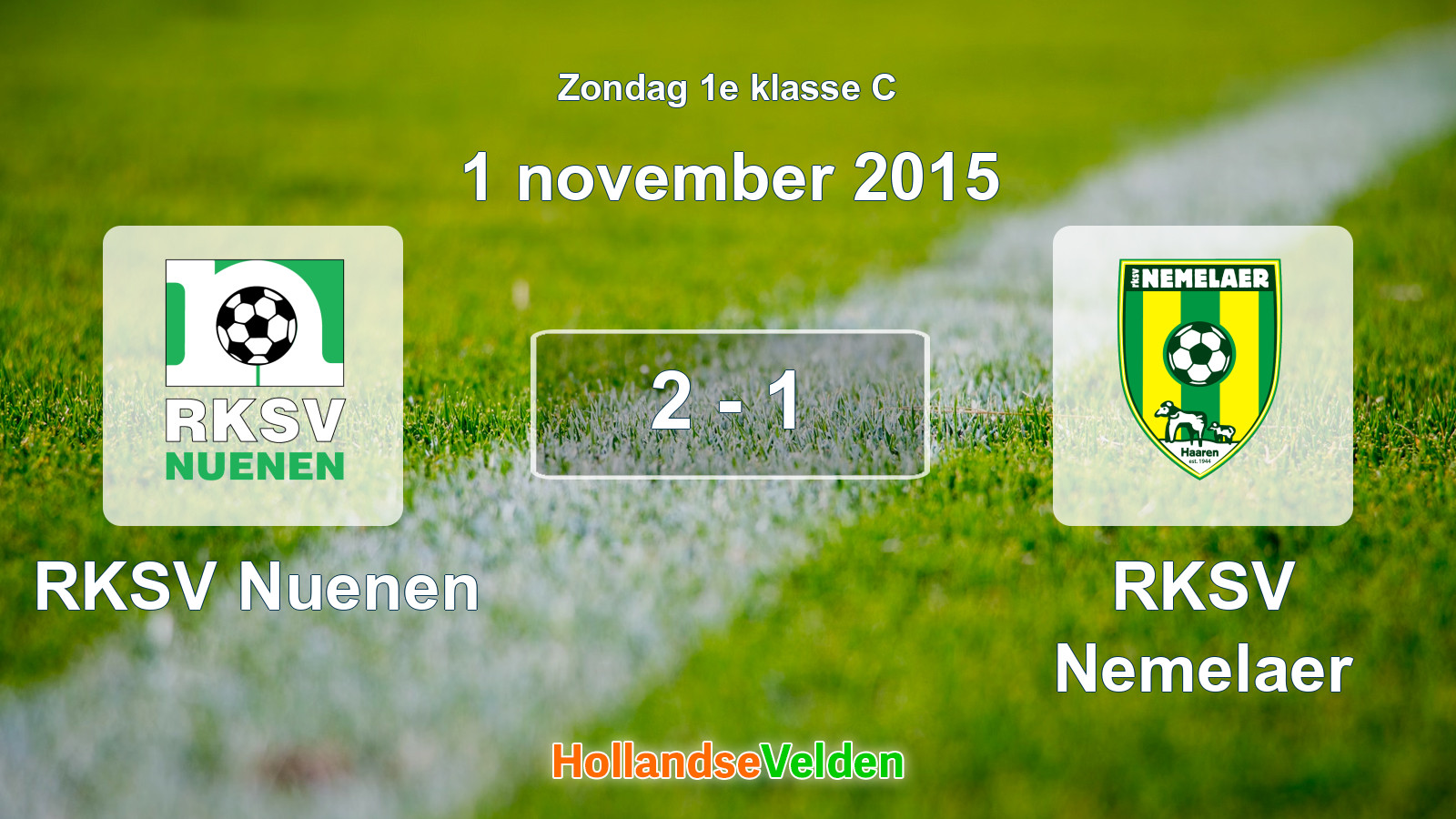Gespeelde wedstrijd: RKSV Nuenen - RKSV Nemelaer 2 - 1 (1 november 2015)