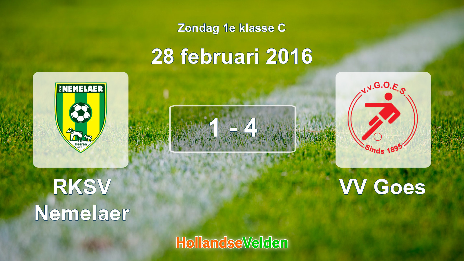 Gespeelde wedstrijd: RKSV Nemelaer - VV Goes 1 - 4 (28 februari 2016)