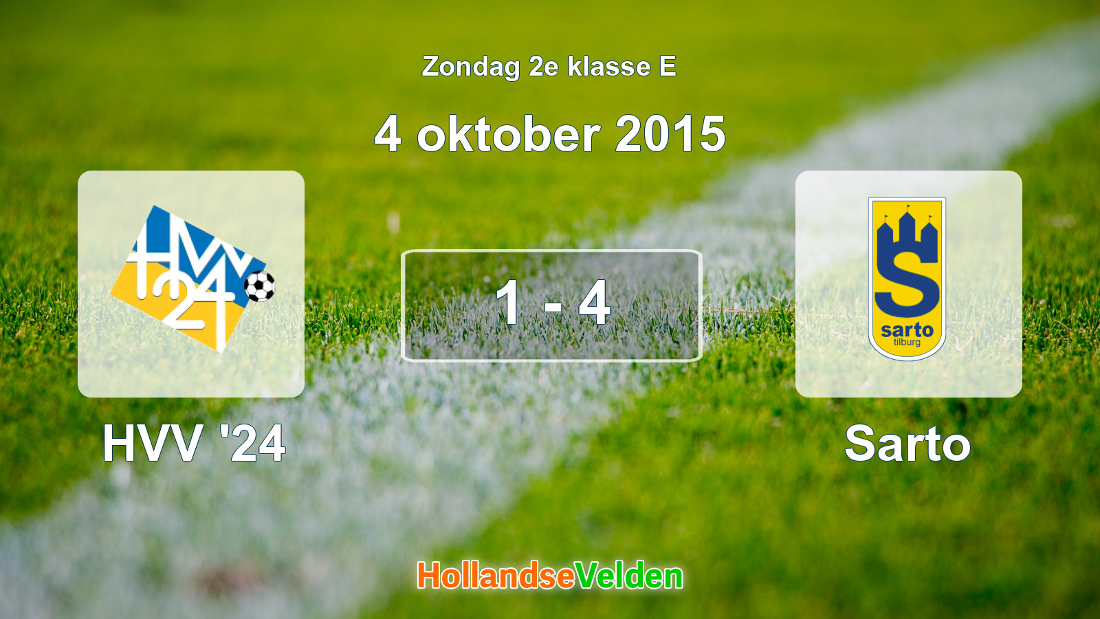 Gespeelde wedstrijd: HVV '24 - Sarto 1 - 4 (4 oktober 2015)