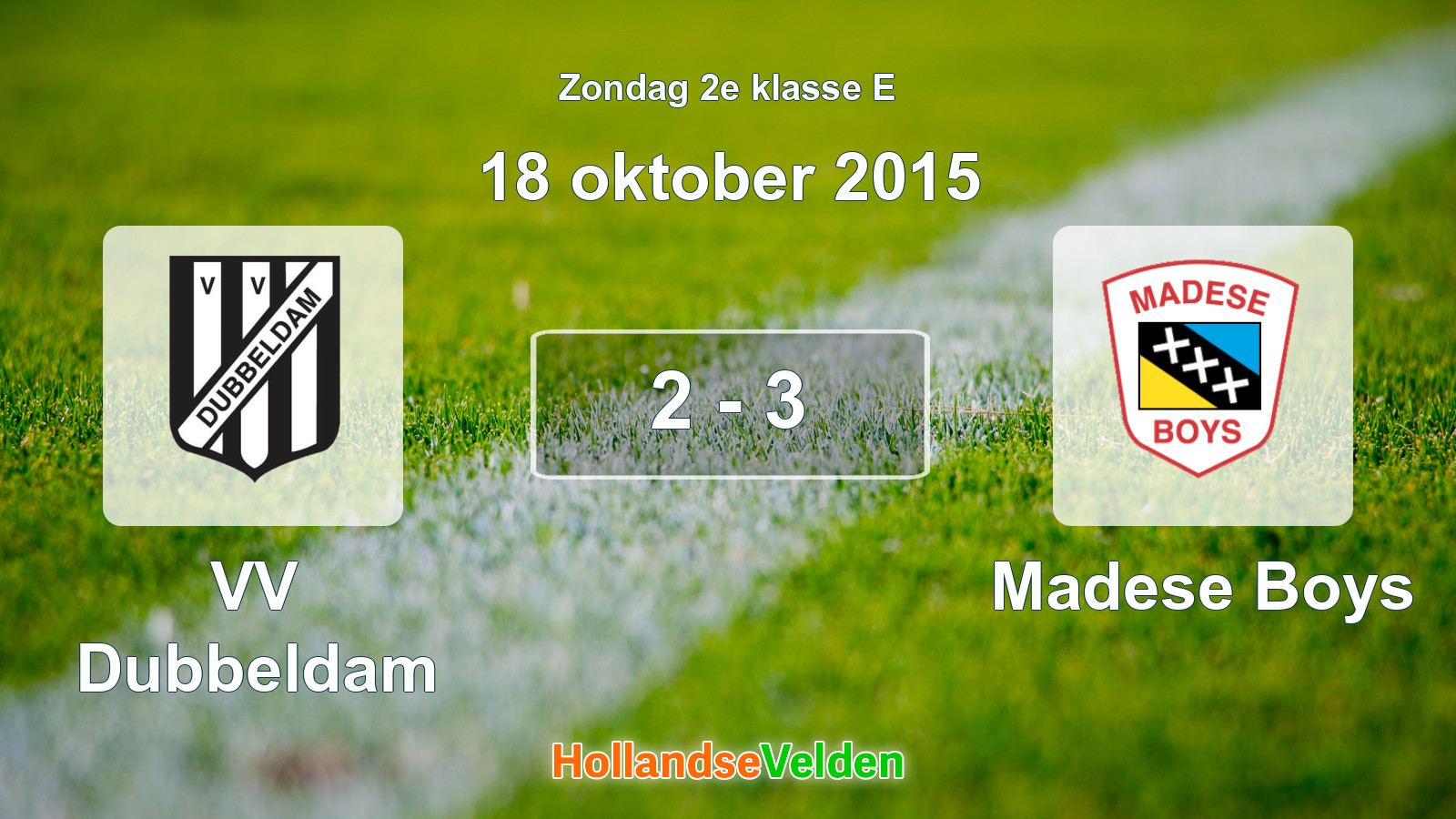 Gespeelde wedstrijd: VV Dubbeldam - Madese Boys 2 - 3 (18 oktober 2015)