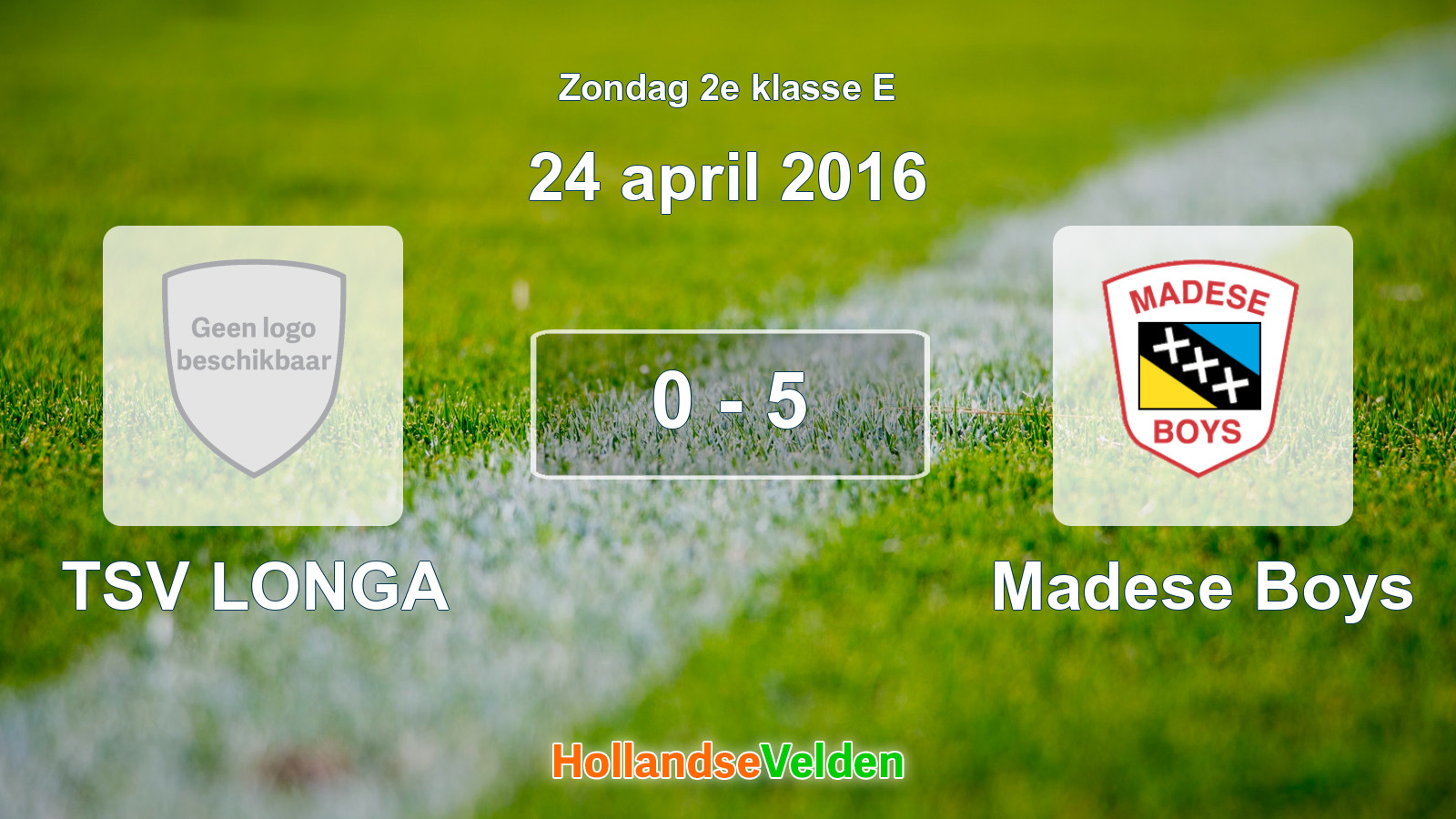 Gespeelde wedstrijd: TSV LONGA - Madese Boys 0 - 5 (24 april 2016)