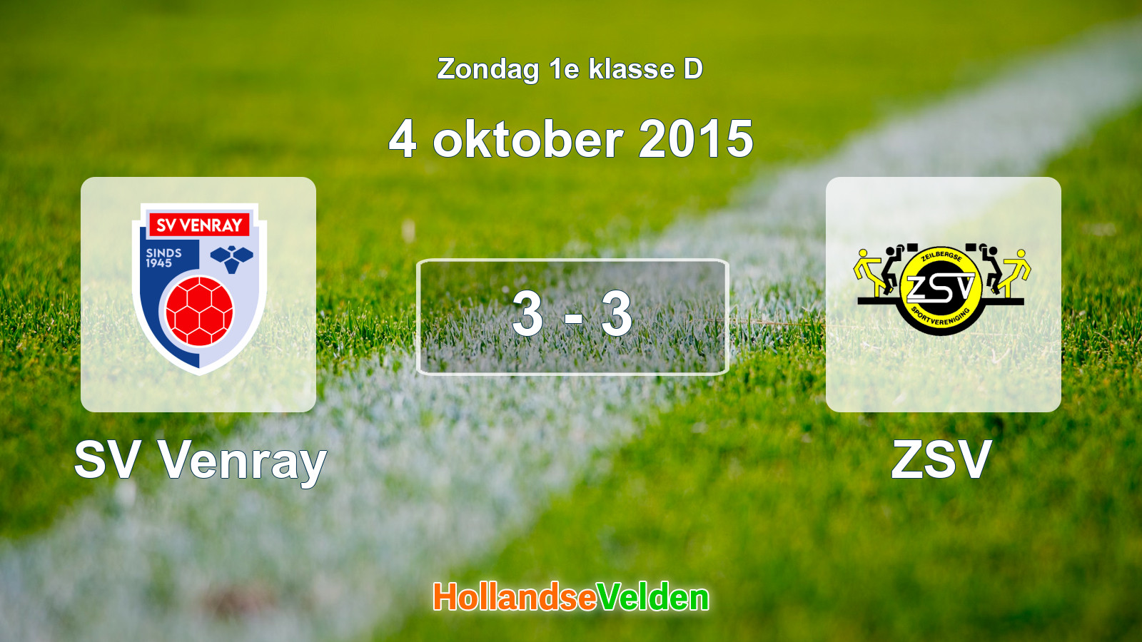 Gespeelde wedstrijd: SV Venray - ZSV 3 - 3 (4 oktober 2015)