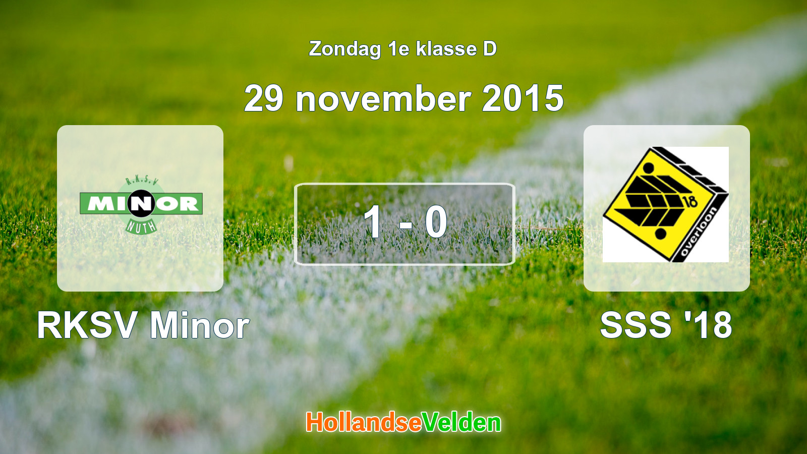 Gespeelde wedstrijd: RKSV Minor - SSS '18 1 - 0 (29 november 2015)