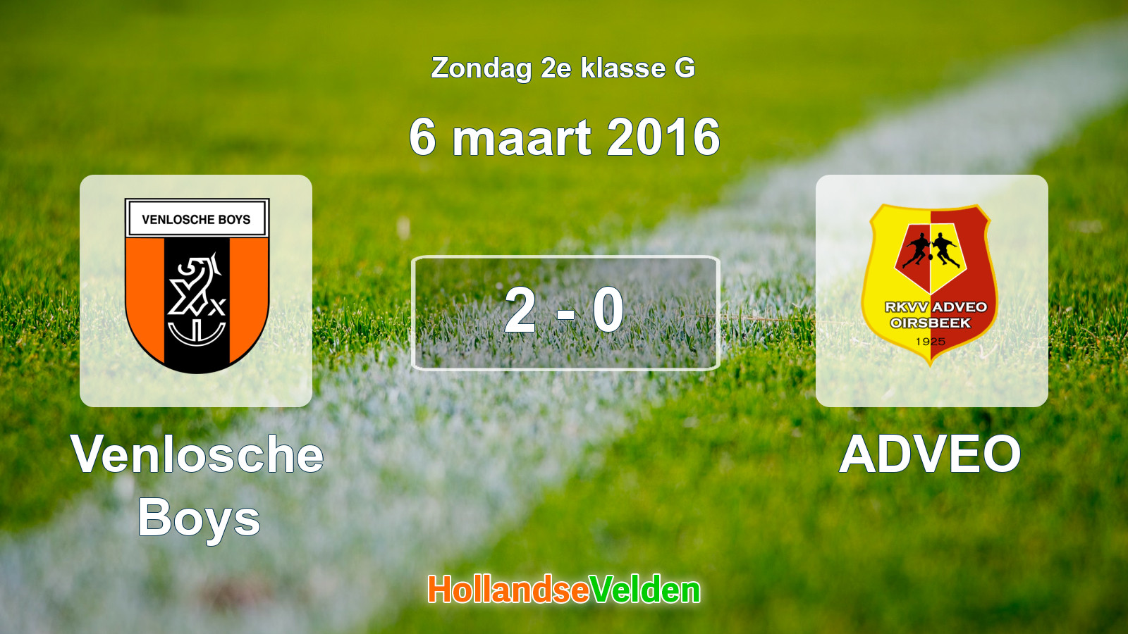 Gespeelde wedstrijd: Venlosche Boys - ADVEO 2 - 0 (6 maart 2016)