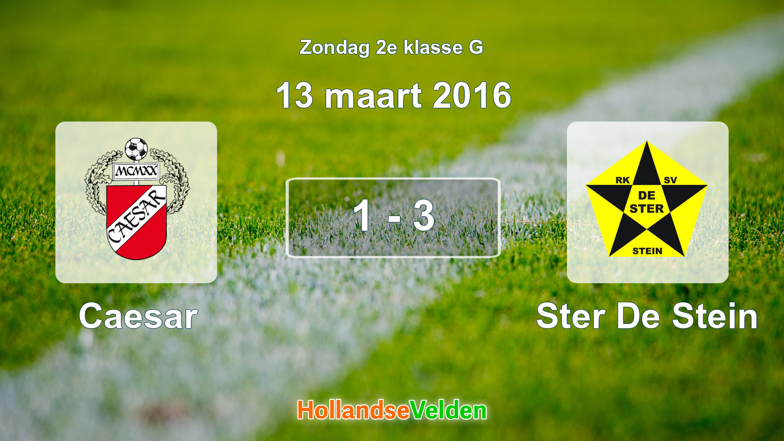 Gespeelde wedstrijd: Caesar - Ster De Stein 1 - 3 (13 maart 2016)