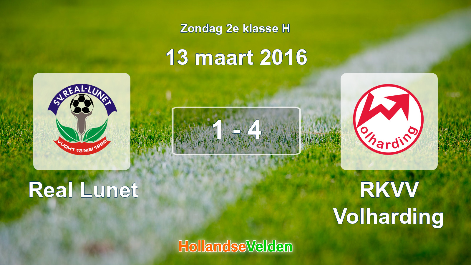 Gespeelde wedstrijd: Real Lunet - RKVV Volharding 1 - 4 (13 maart 2016)