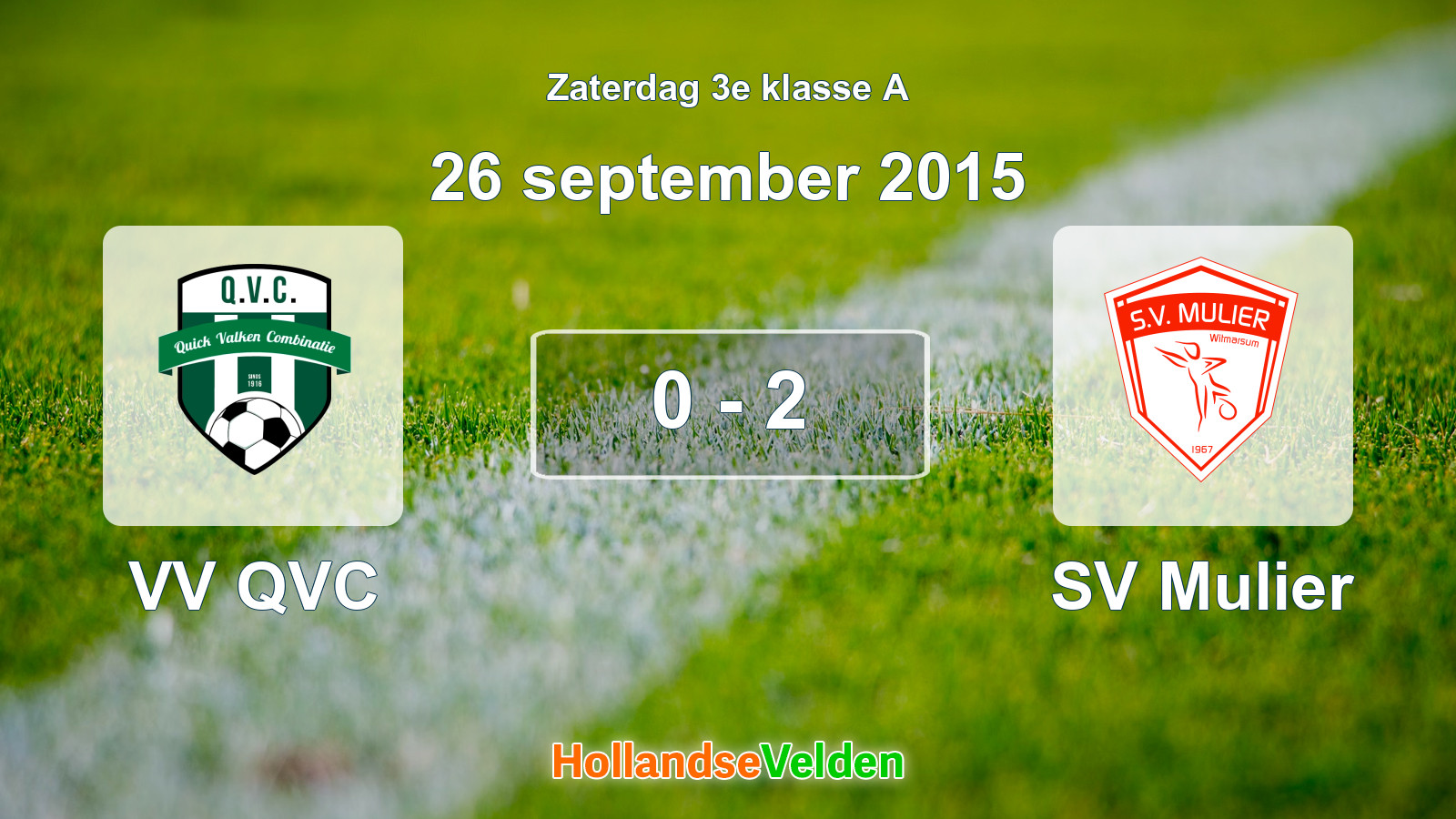Gespeelde wedstrijd: VV QVC - SV Mulier 0 - 2 (26 september 2015)