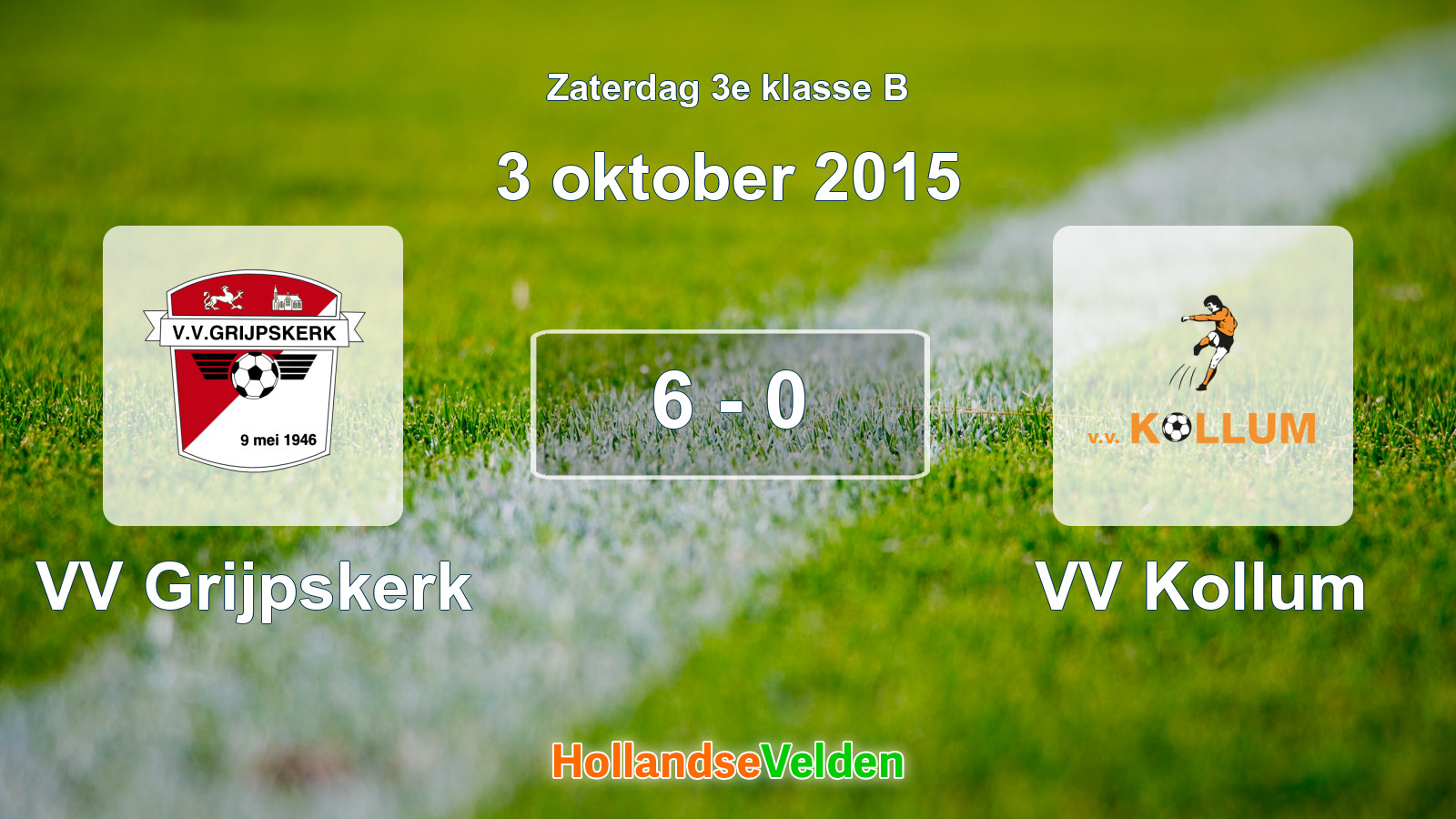 Gespeelde wedstrijd: VV Grijpskerk - VV Kollum 6 - 0 (3 oktober 2015)